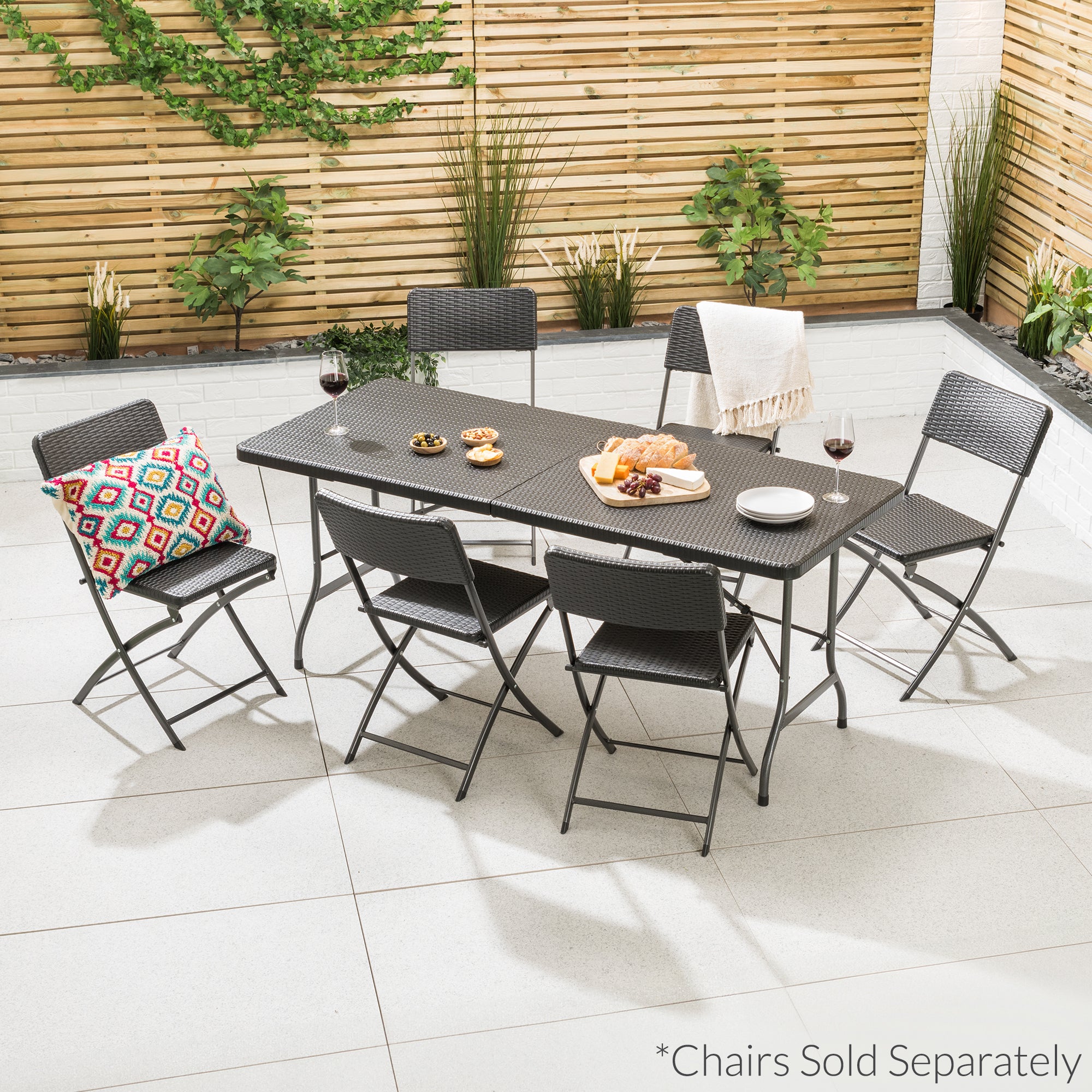 6ft Rattan Effect Garden Table