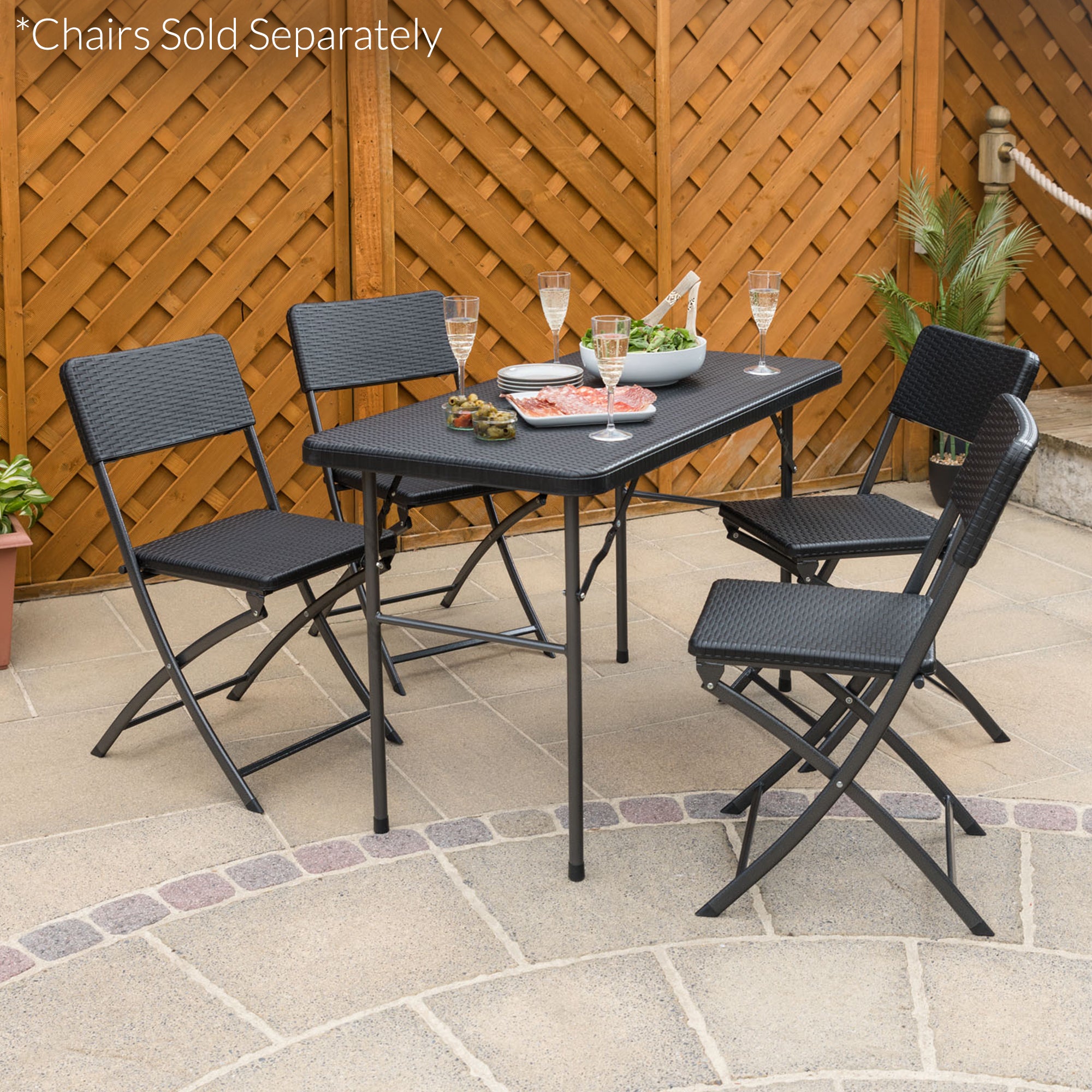 4ft Rattan Effect Garden Table