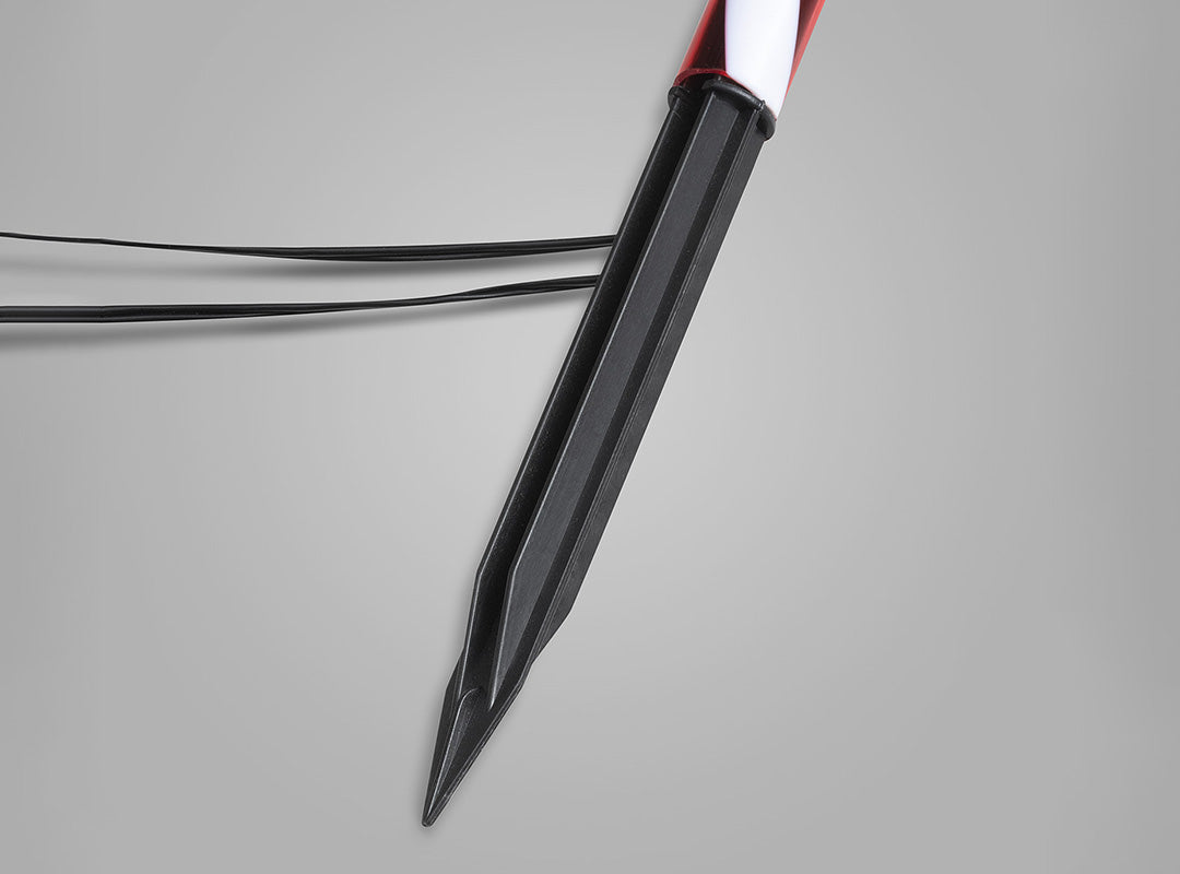 Close-up of the 12cm ground stake on a Christow 26cm LED Candy Cane Path Light