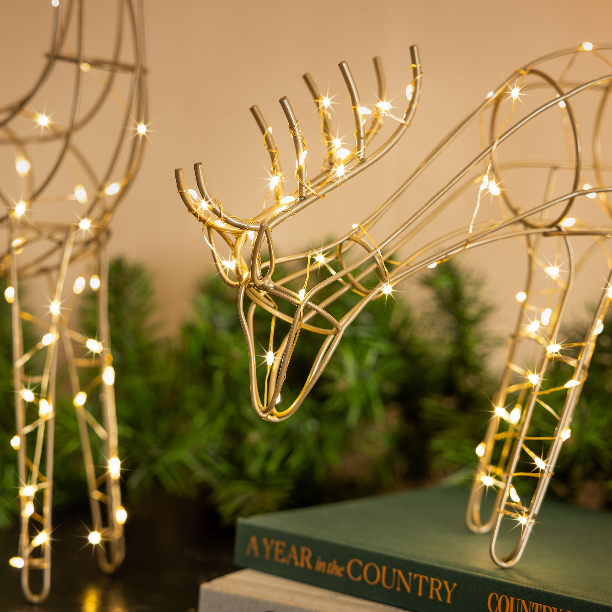 Champagne Gold Light Up Reindeer