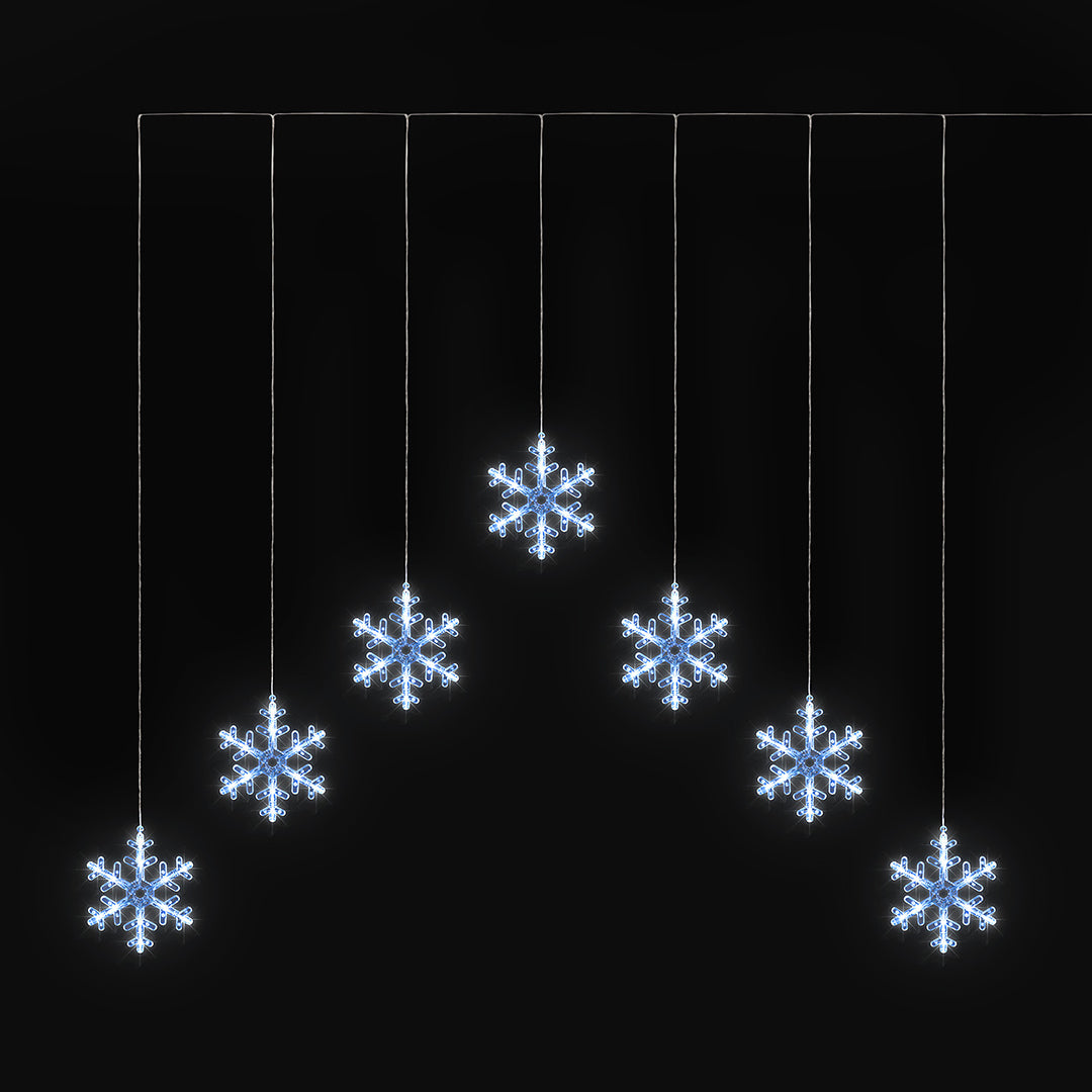 Christow White LED Snowflake Curtain Lights