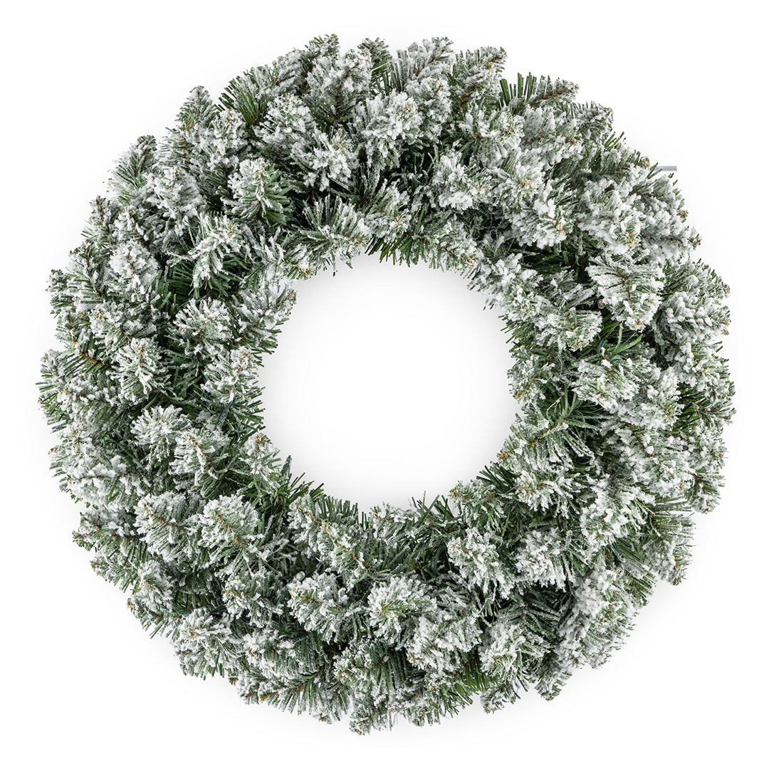 Snow-Flocked Artificial Christmas Wreath