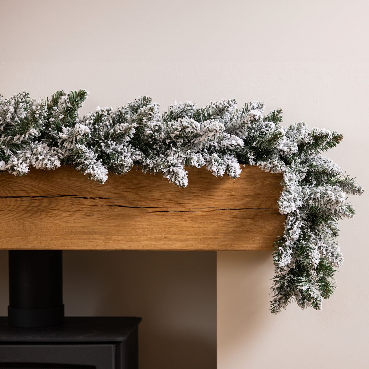 Snow-Flocked Artificial Christmas Garland