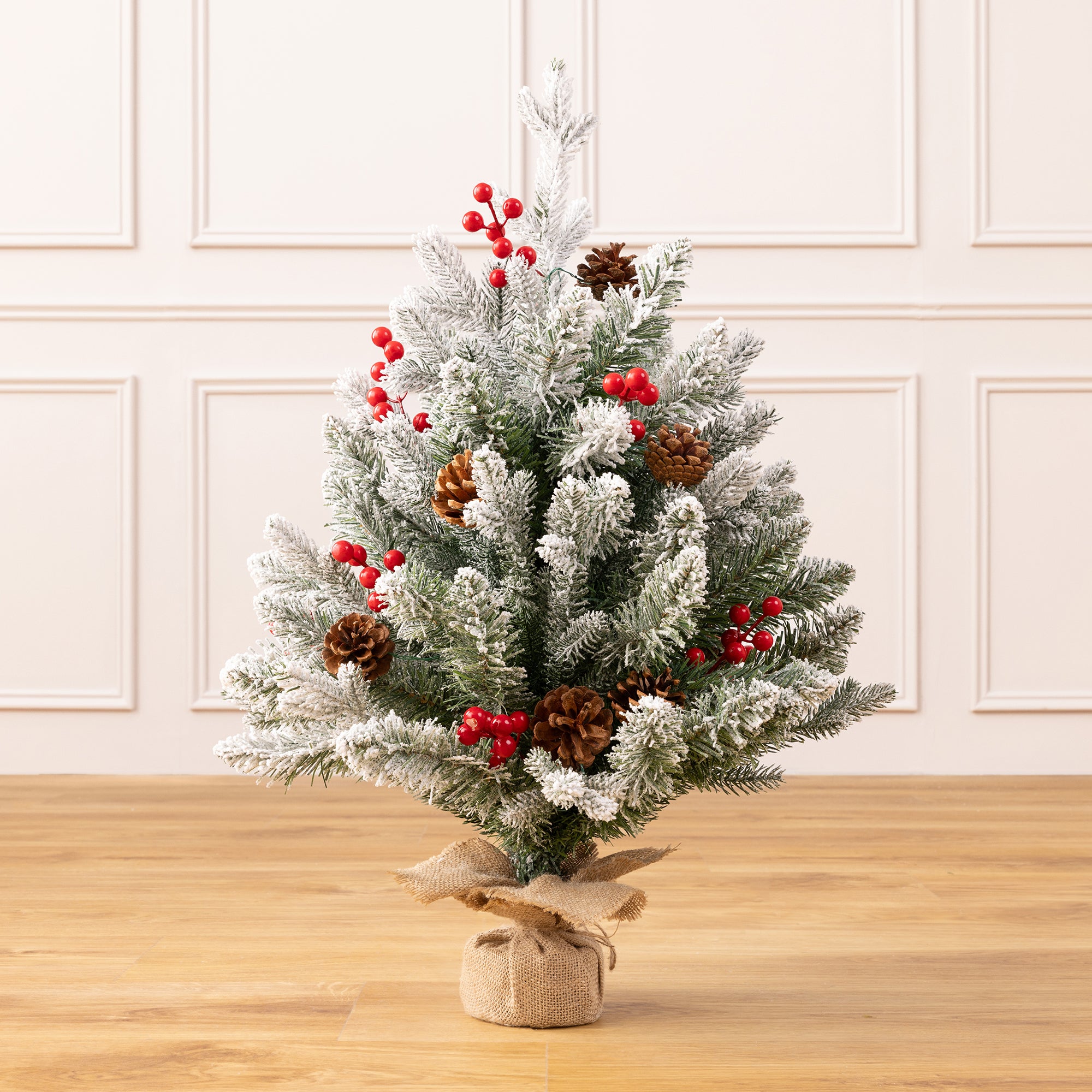 2ft Mini Flocked Cone & Berry Tree