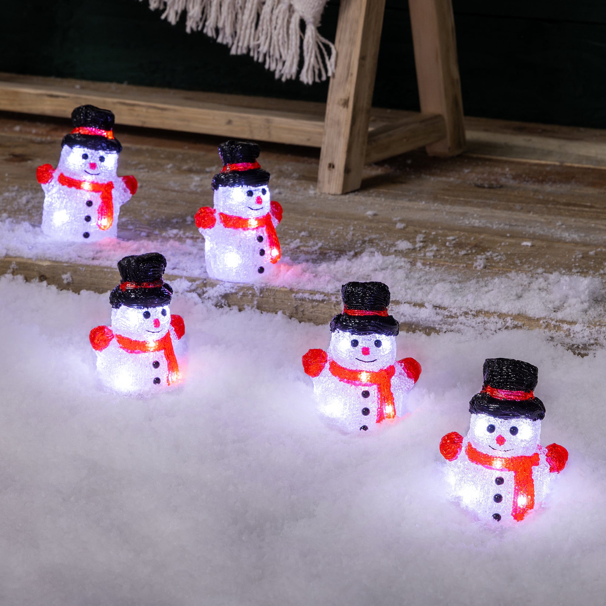 Acrylic Light Up Snowmen (Set of 5)
