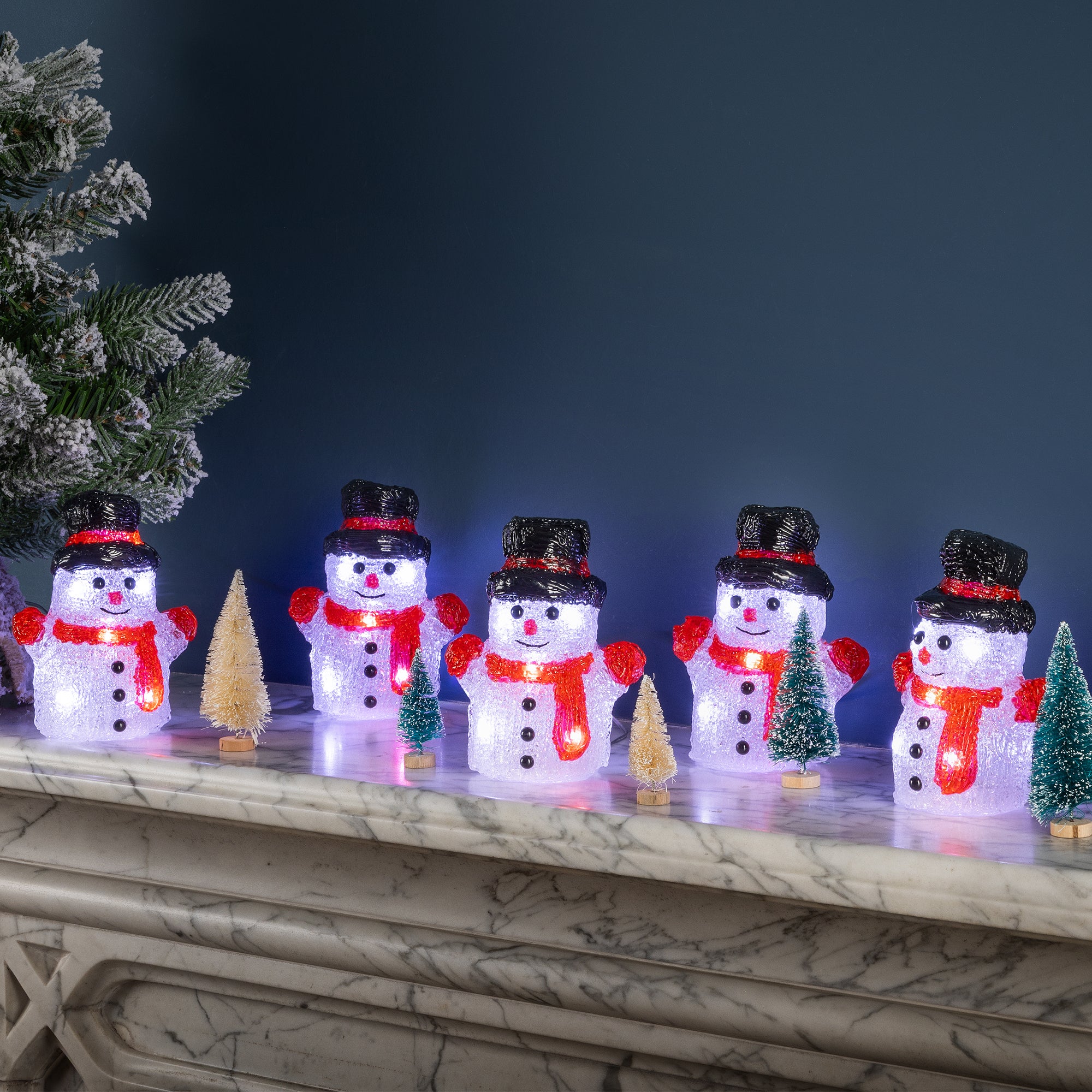Acrylic Light Up Snowmen (Set of 5)
