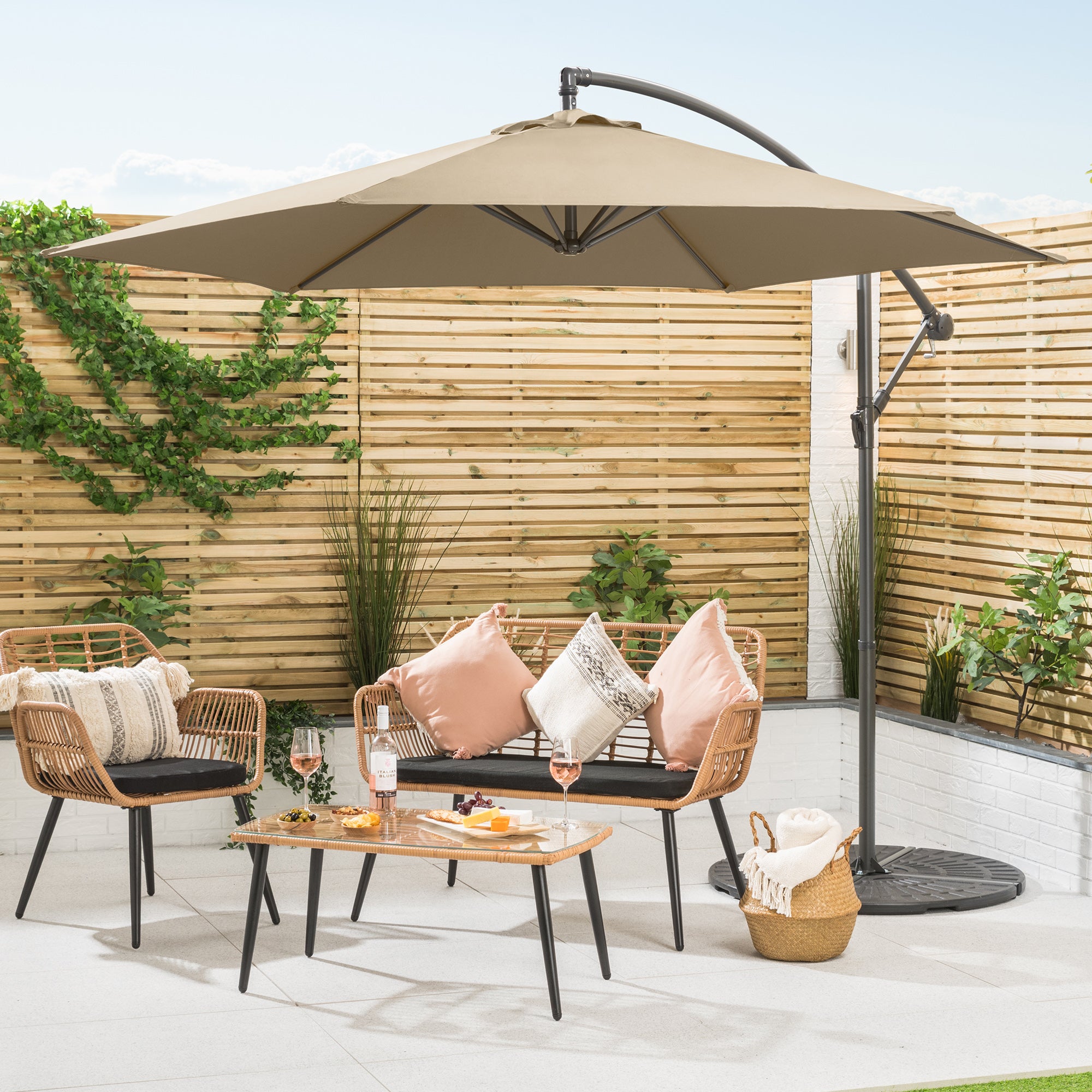 garden banana parasol sun shade patio hanging rattan set umbrella Banana Parasol – 3m