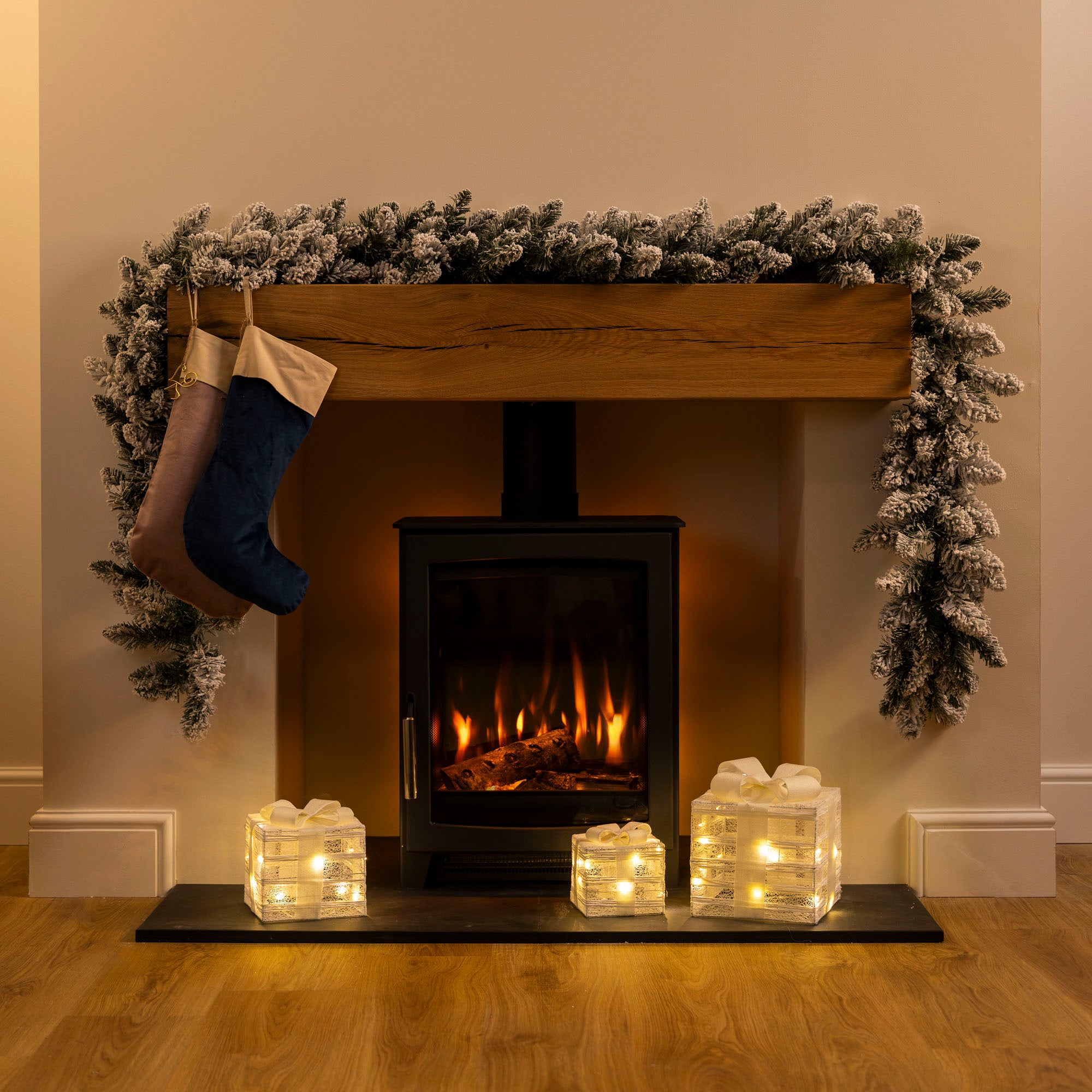 Hessian Christmas Parcel Lights – Set of 3