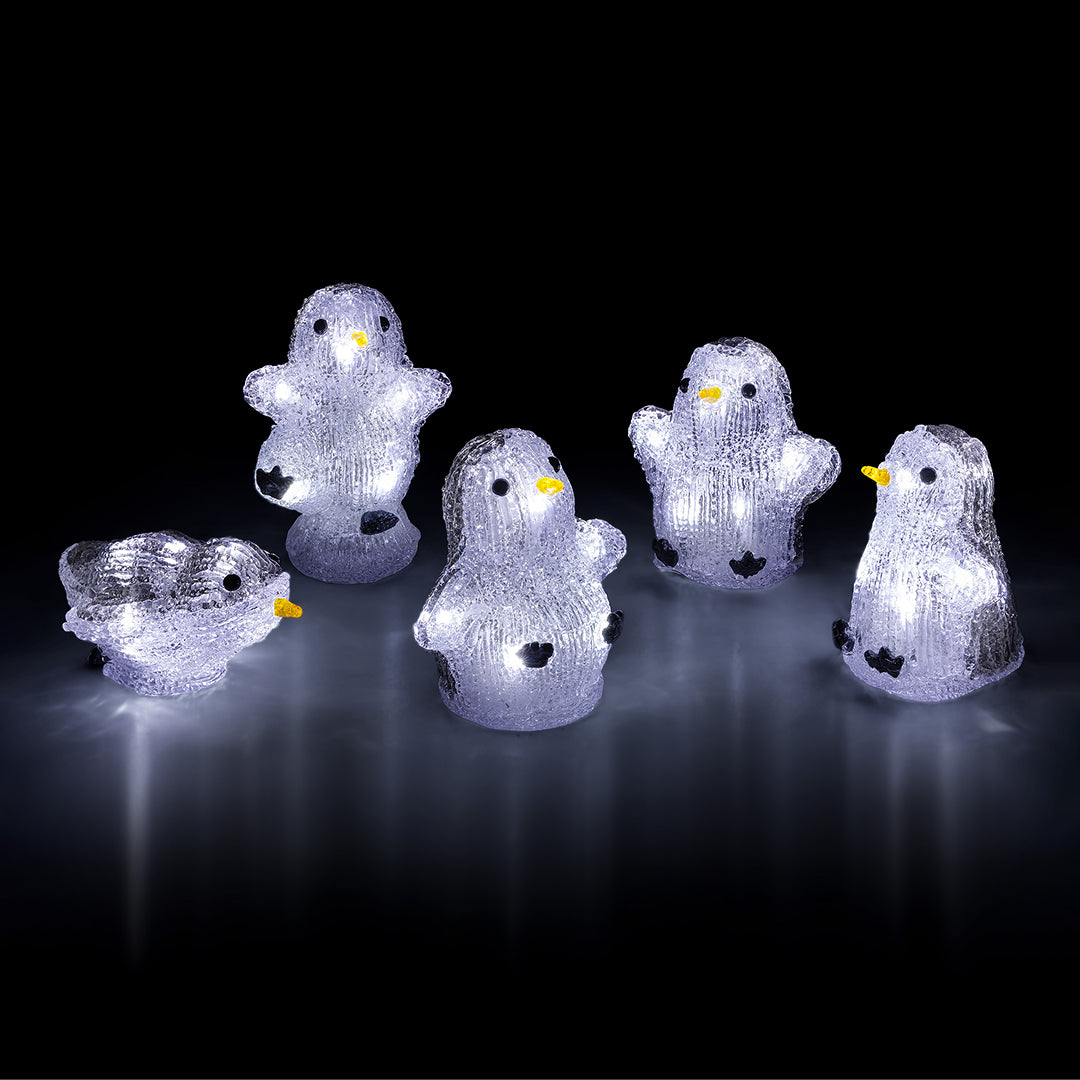 Christow Set of 5 Mini Acrylic Penguin Lights
