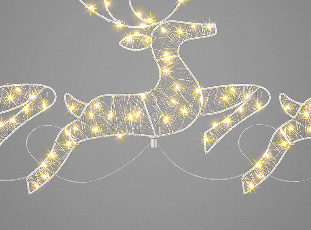 Two Christow Micro LED Reindeer Path Lights connected by a 1m clear cable