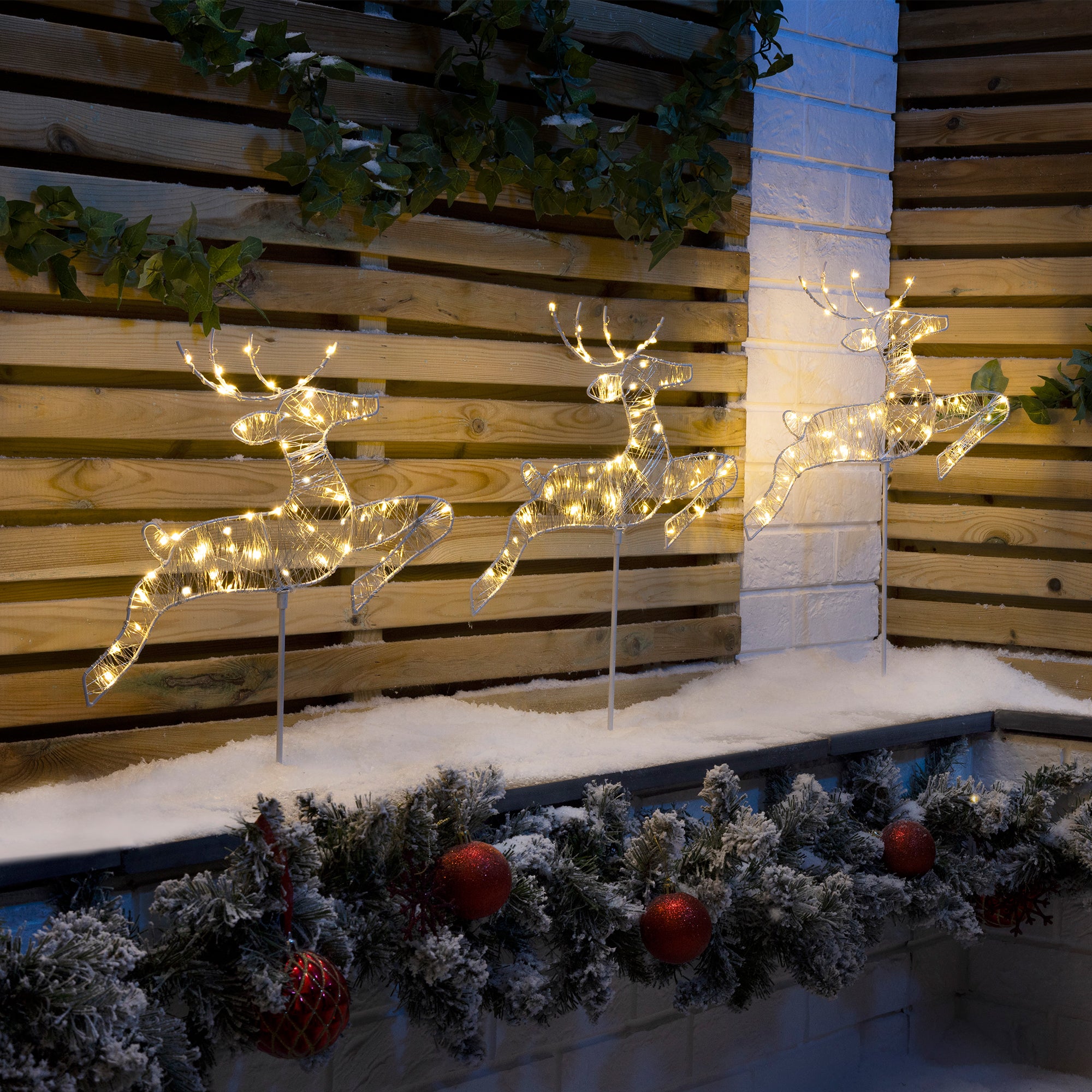 Flashing Reindeer Path Lights (Set of 3)