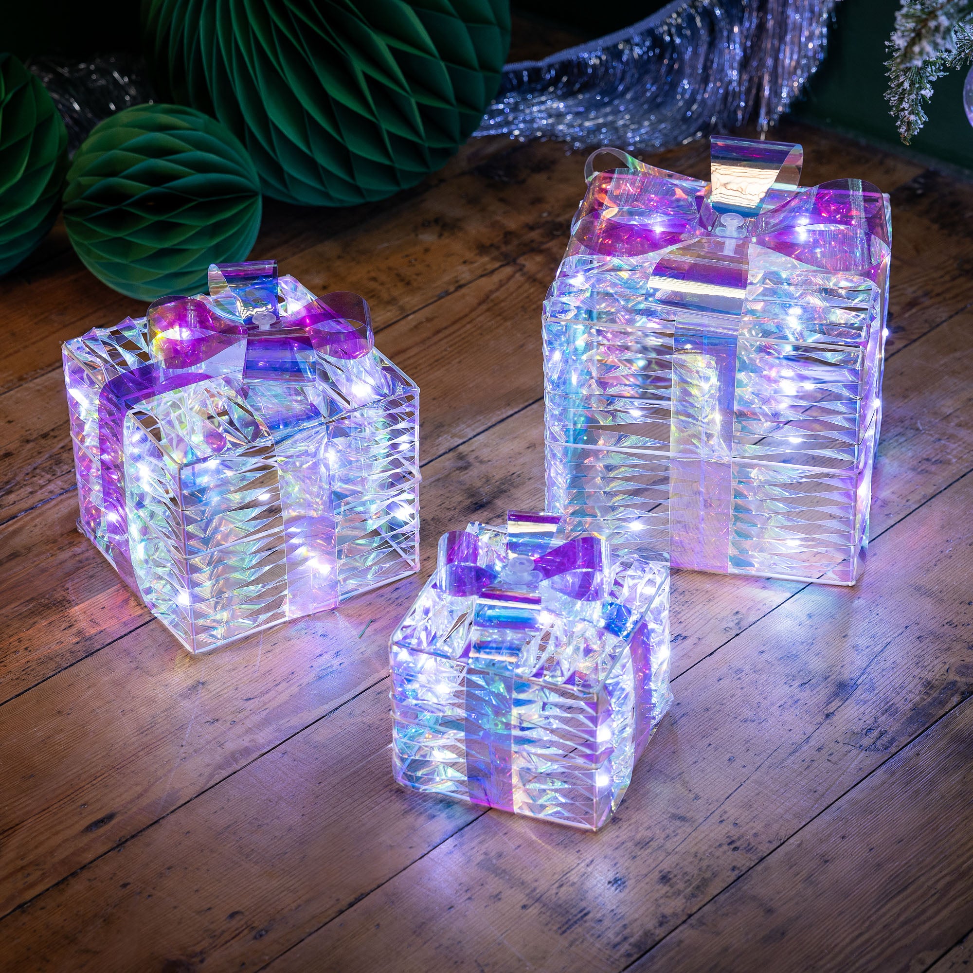 Iridescent Christmas Present Lights (Set of 3)