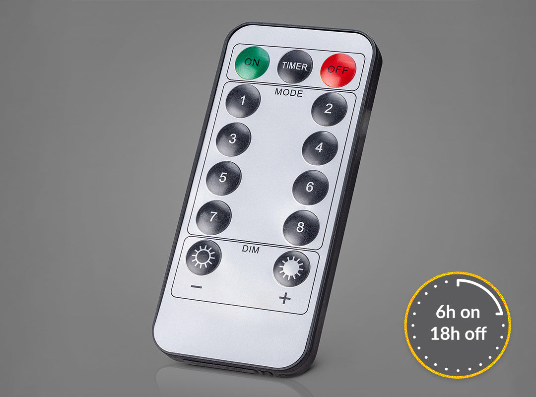 Remote control with 8 light settings and 6-hour timer for the Christow Large Iridescent Christmas Tree