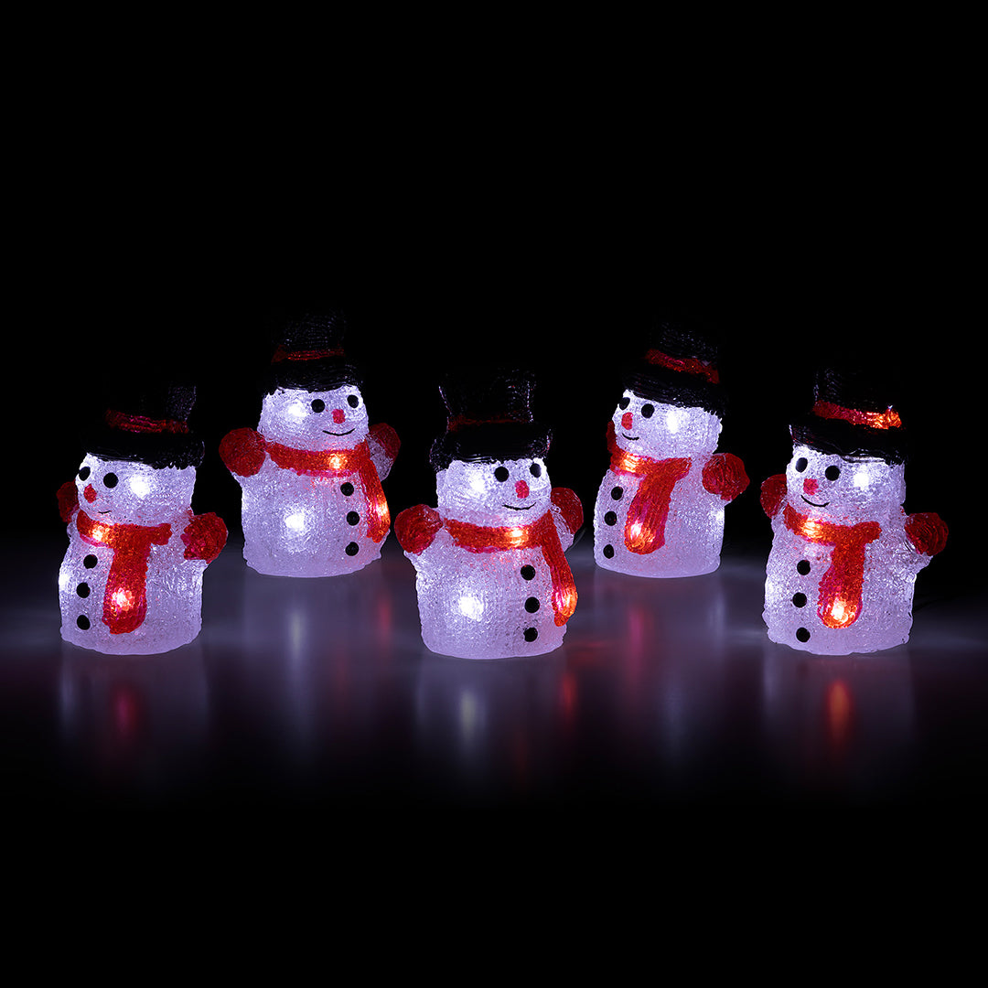 Christow Set of 5 Mini Acrylic Snowman Lights