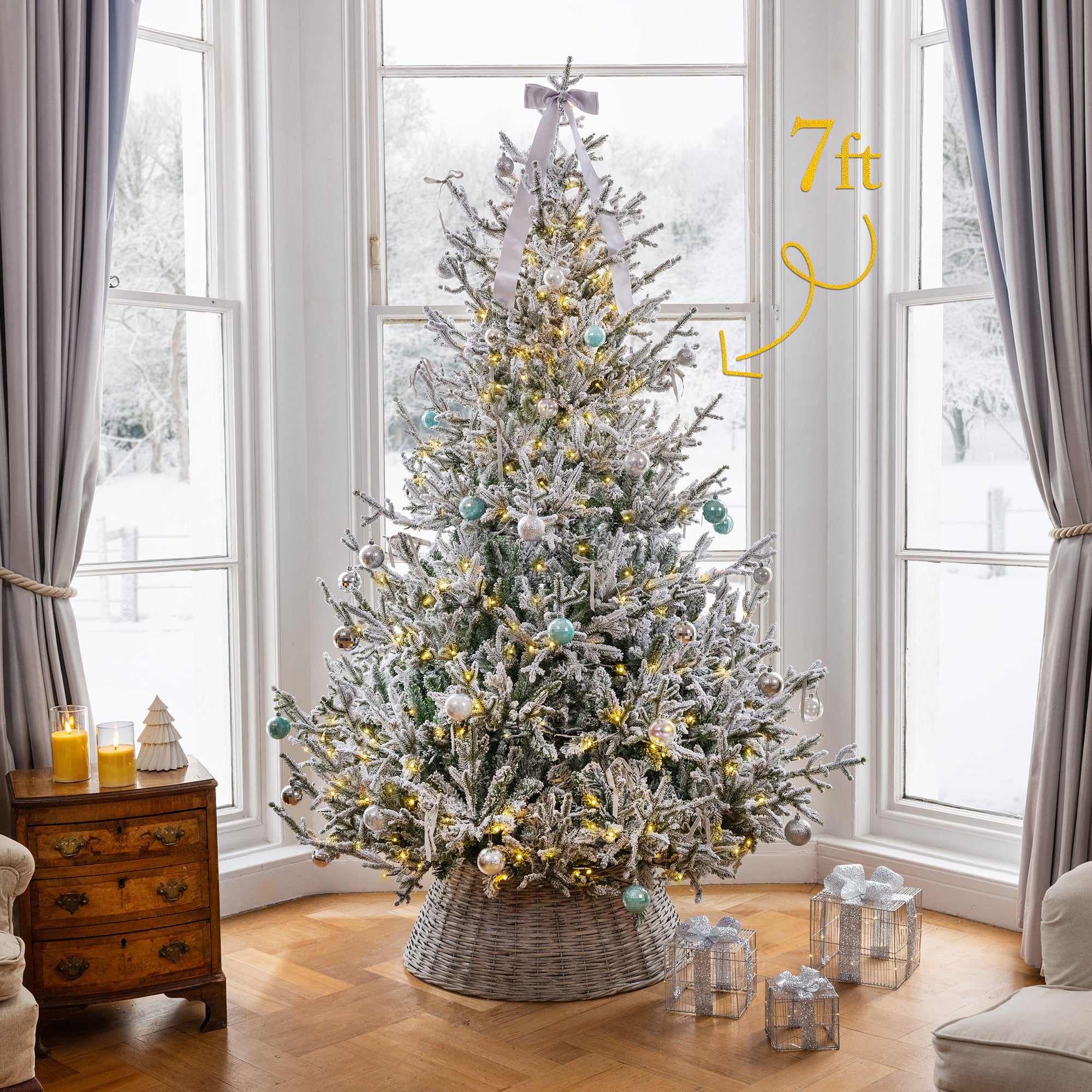 Pre-Lit Flocked Verbier Fir Christmas Tree