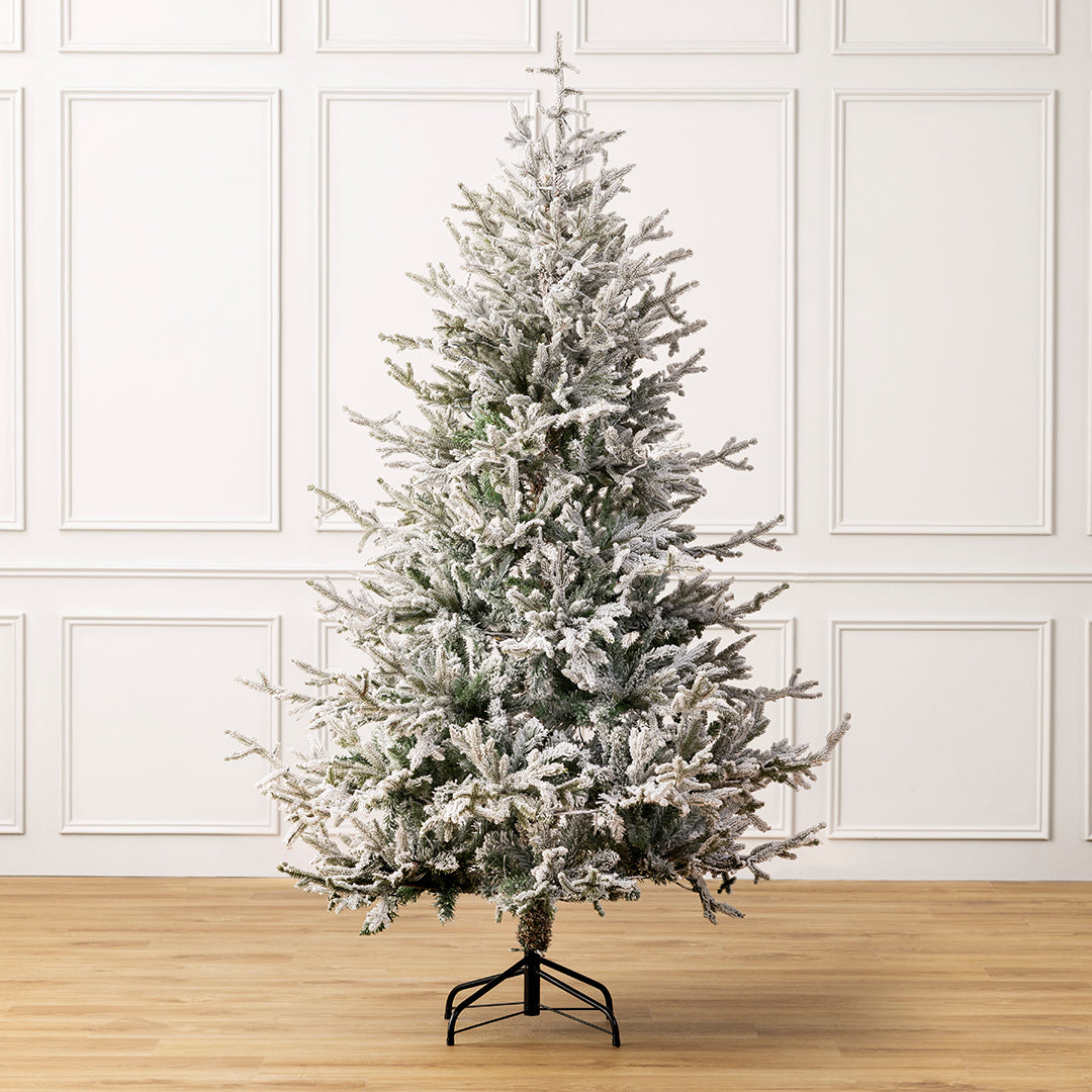 Christow Verbier Fir Flocked Artificial Christmas Tree with full, layered branches and generous snow flocking