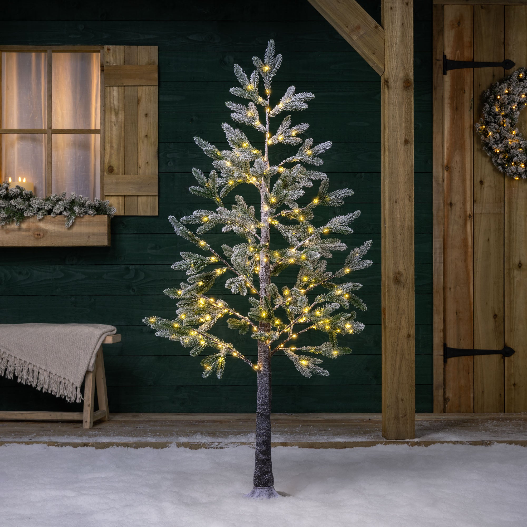 Pre-Lit Halden Fir Flocked Christmas Tree