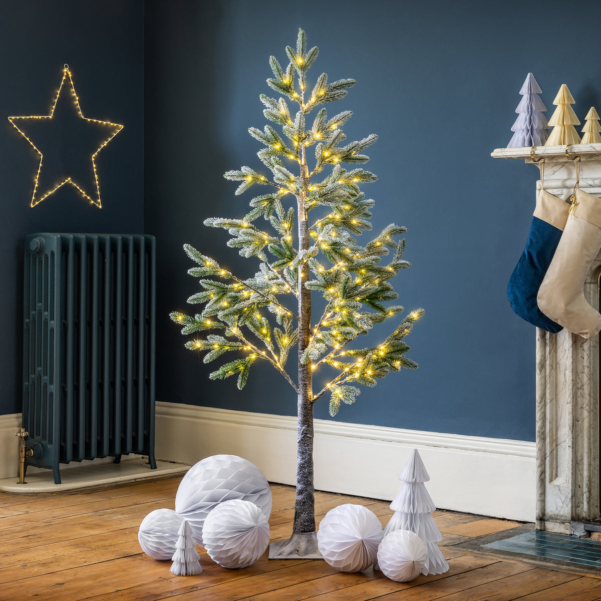 Pre-Lit Halden Fir Flocked Artificial Christmas Tree