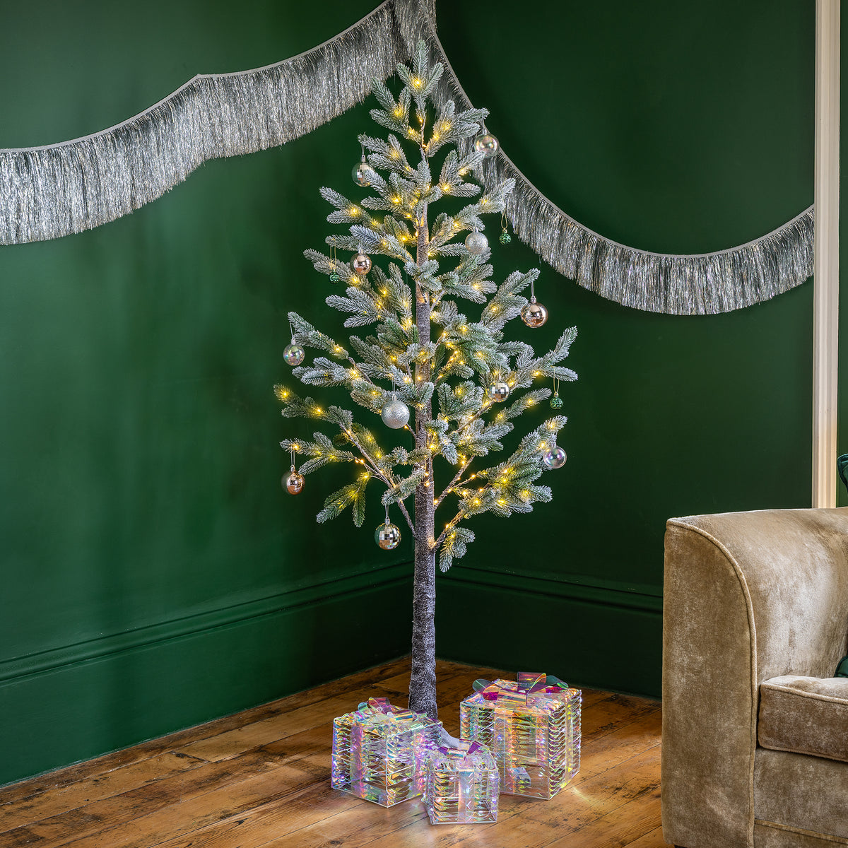 Pre-Lit Halden Fir Flocked Artificial Christmas Tree