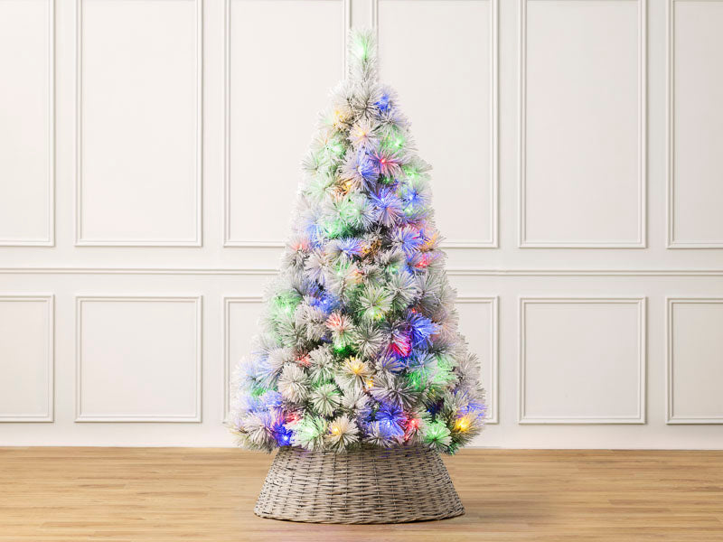 Christow Pre-Lit Valmorel Flocked Artificial Christmas Tree illuminated with multi-colour LEDs