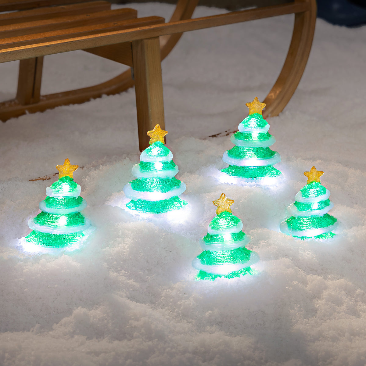 Set of 5 LED Acrylic Christmas Tree Lights