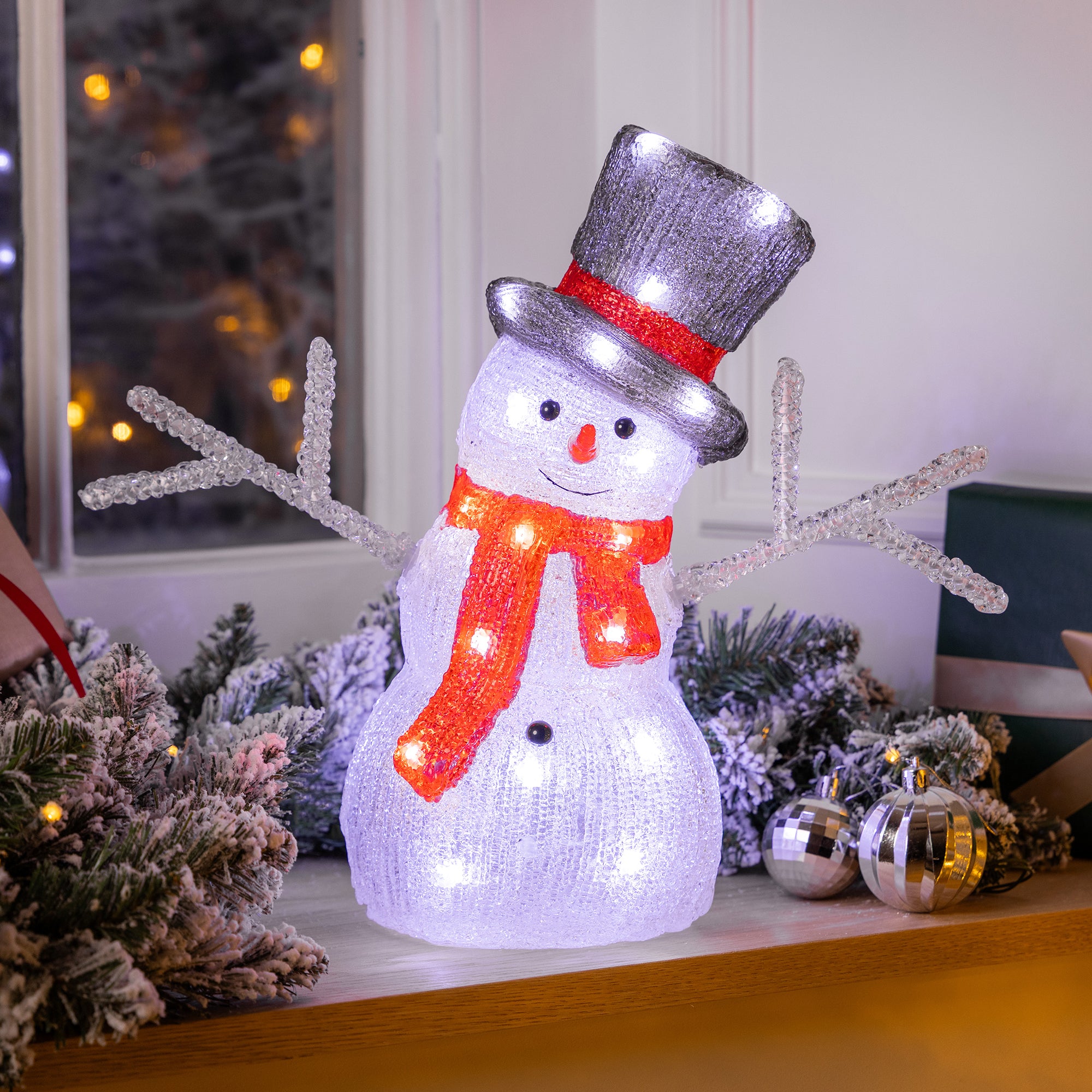 Light Up Acrylic Snowman Decoration