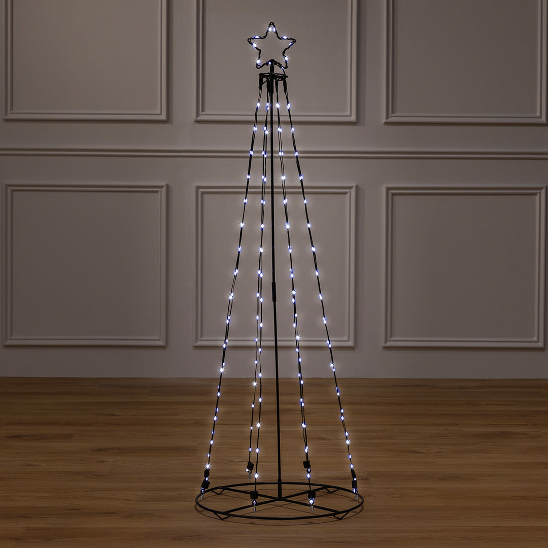 Christow Battery-Powered LED Maypole Christmas Tree with illuminated light strings and glowing star topper