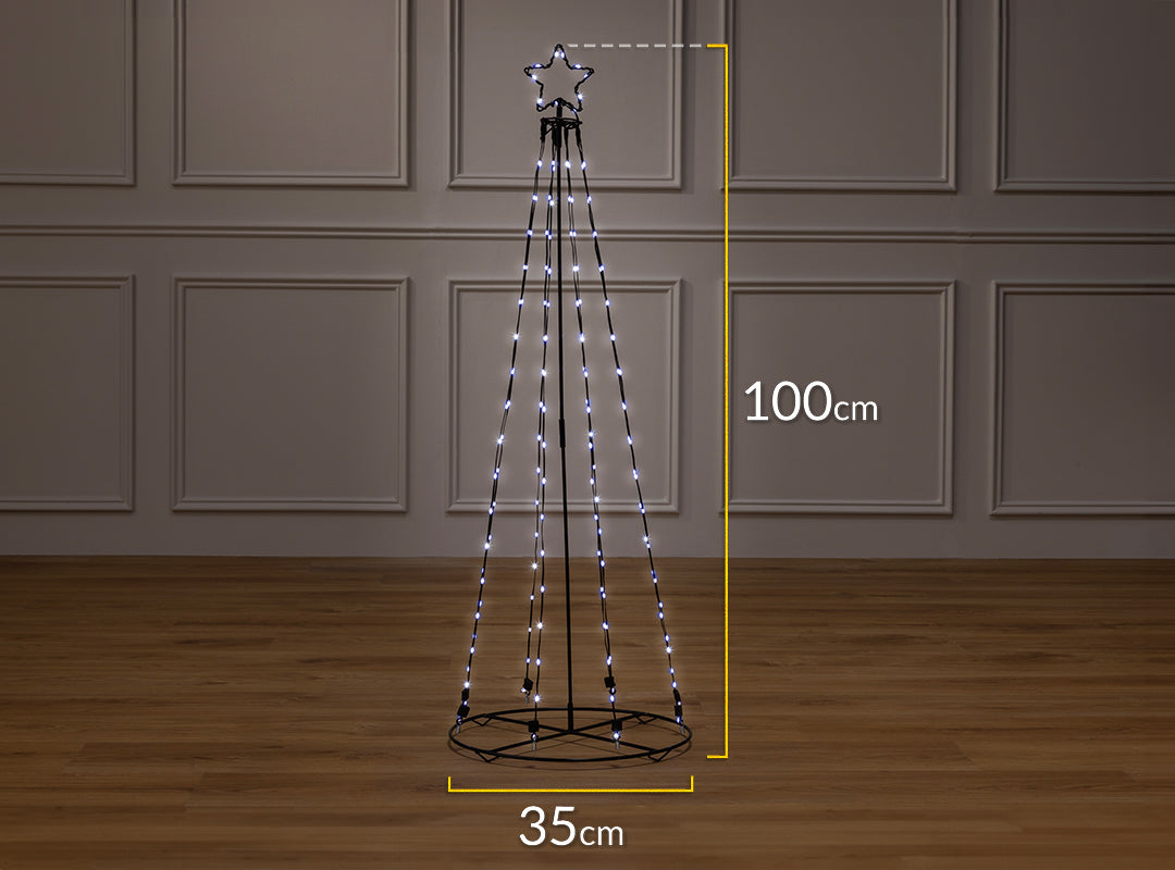 Dimensions of the Christow Battery-Powered LED Maypole Christmas Tree: 100cm high x 35cm wide