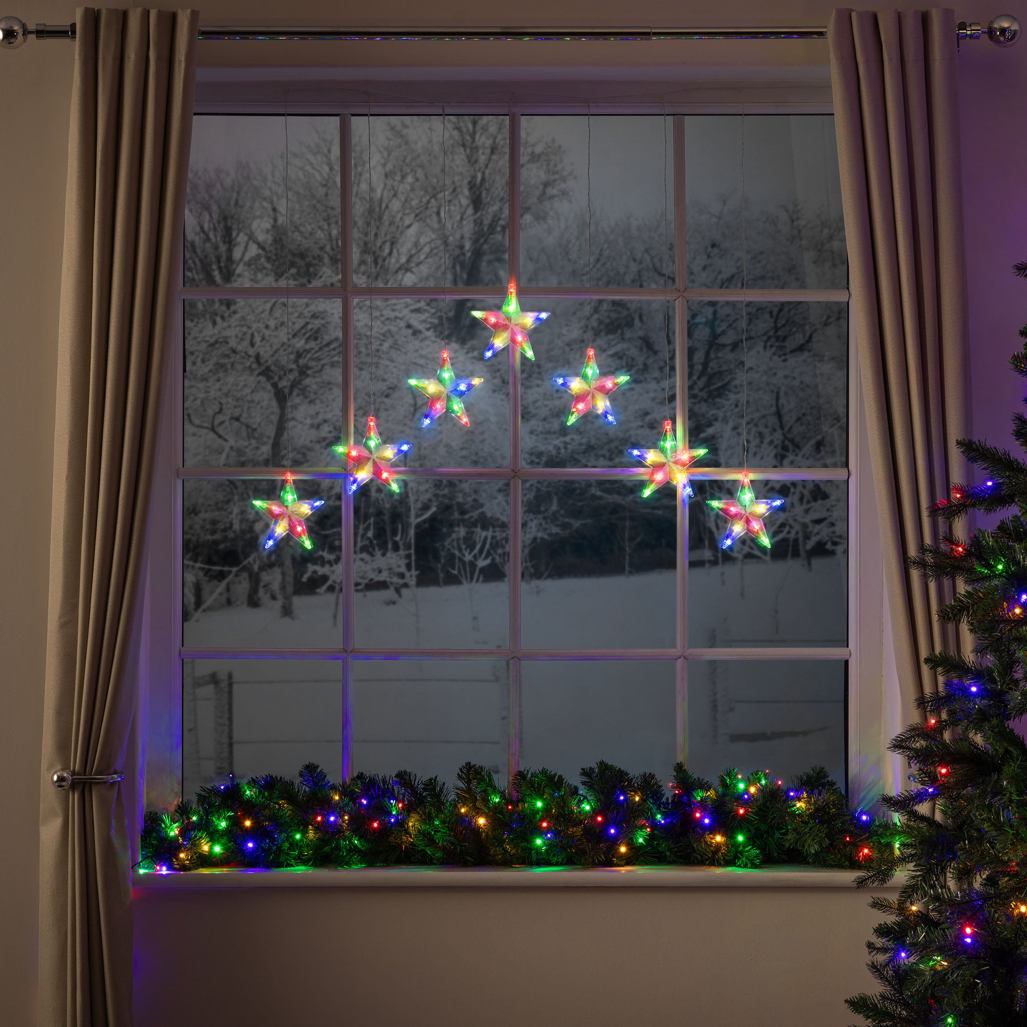 Christmas Star Curtain Lights