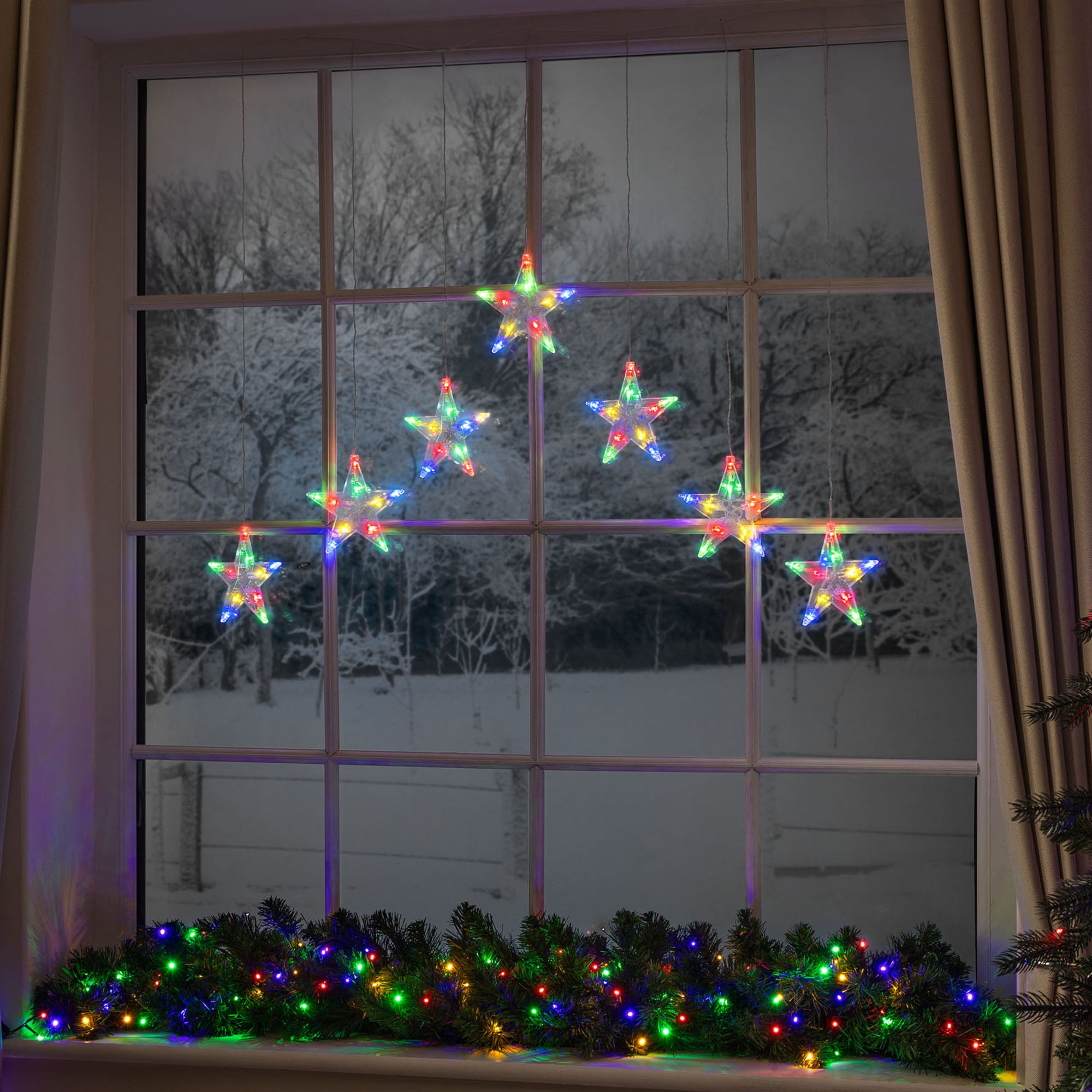 Christmas Star Curtain Lights
