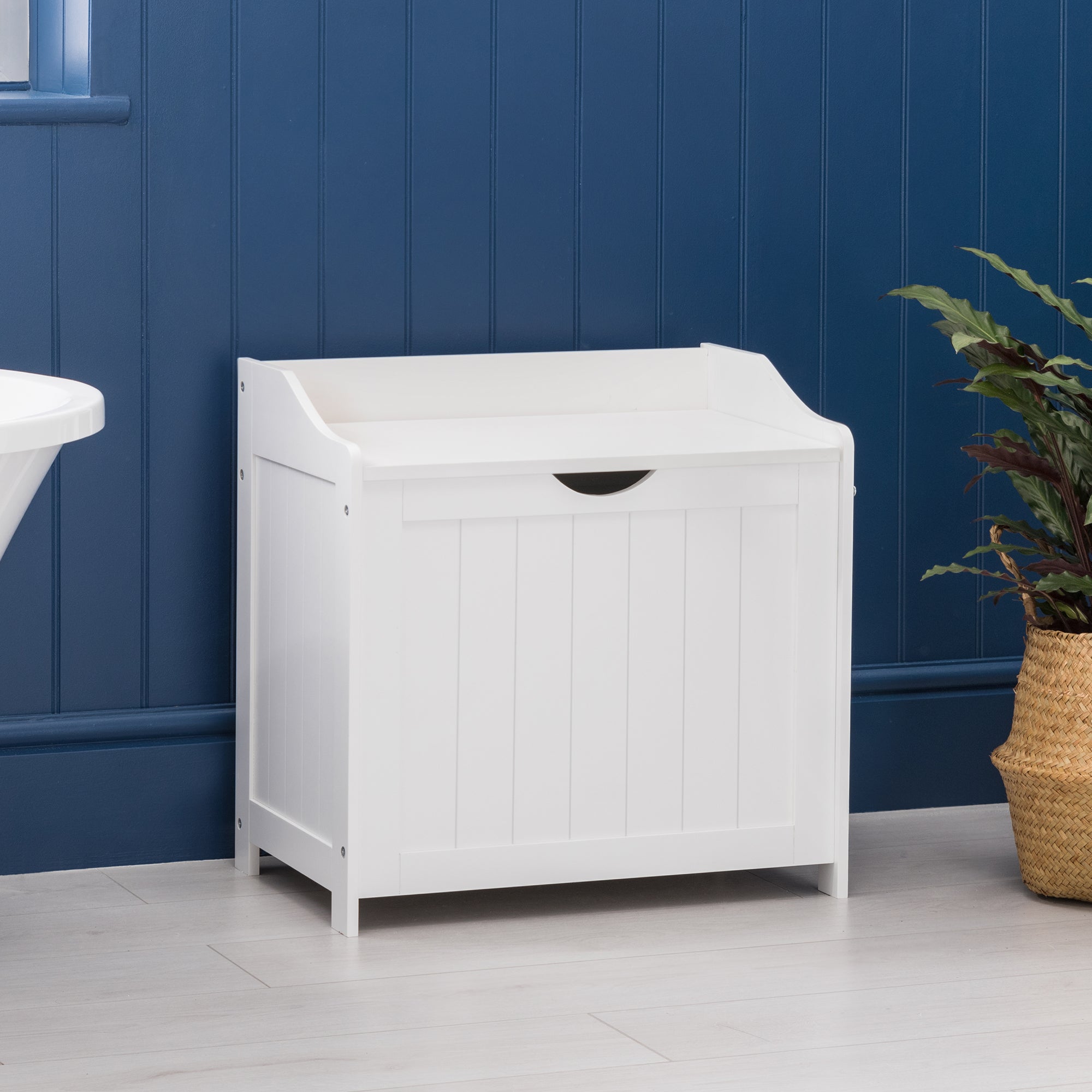 Clovelly White Laundry Box With Lid