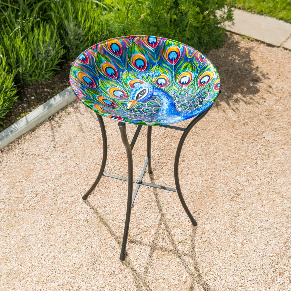 Glass Bird Bath With Stand