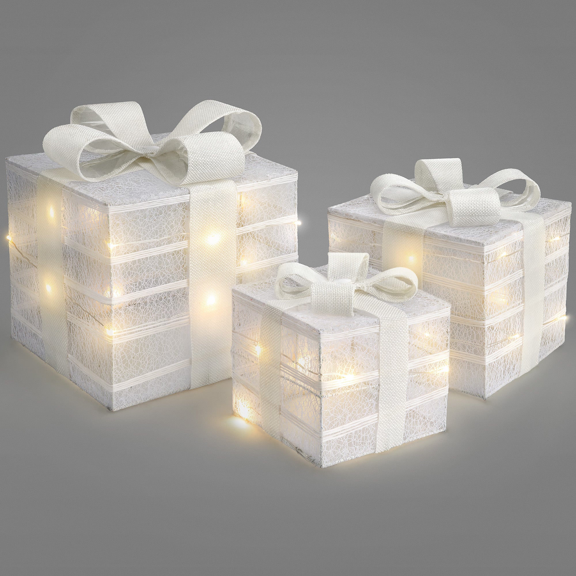 Hessian Christmas Parcel Lights (Set of 3)