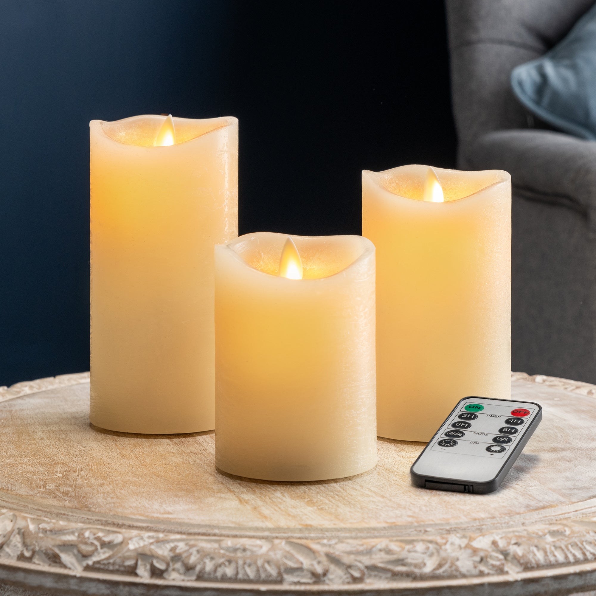 Flicker Flame LED Candles with Remote (Set of 3)