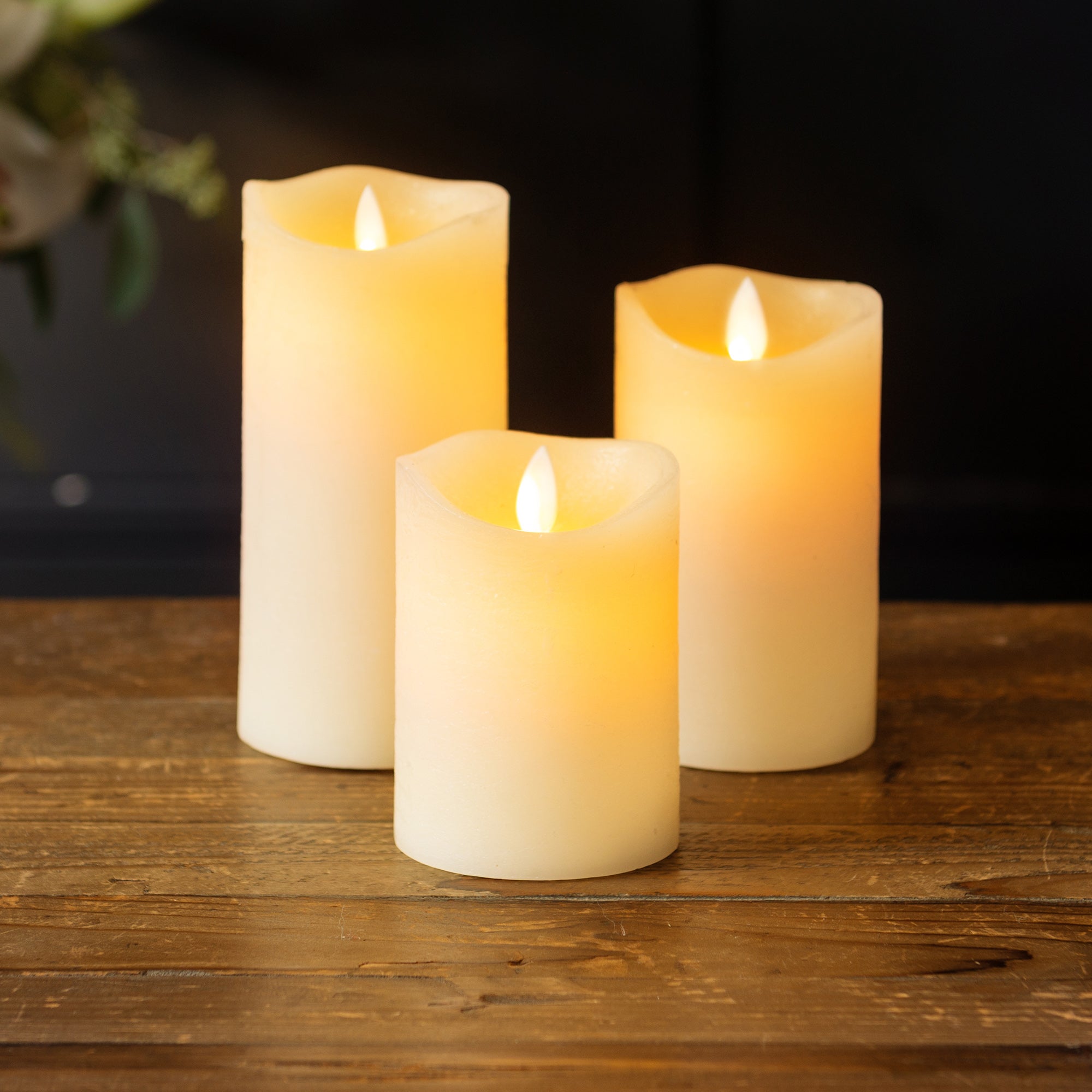 Flicker Flame LED Candles with Remote (Set of 3)