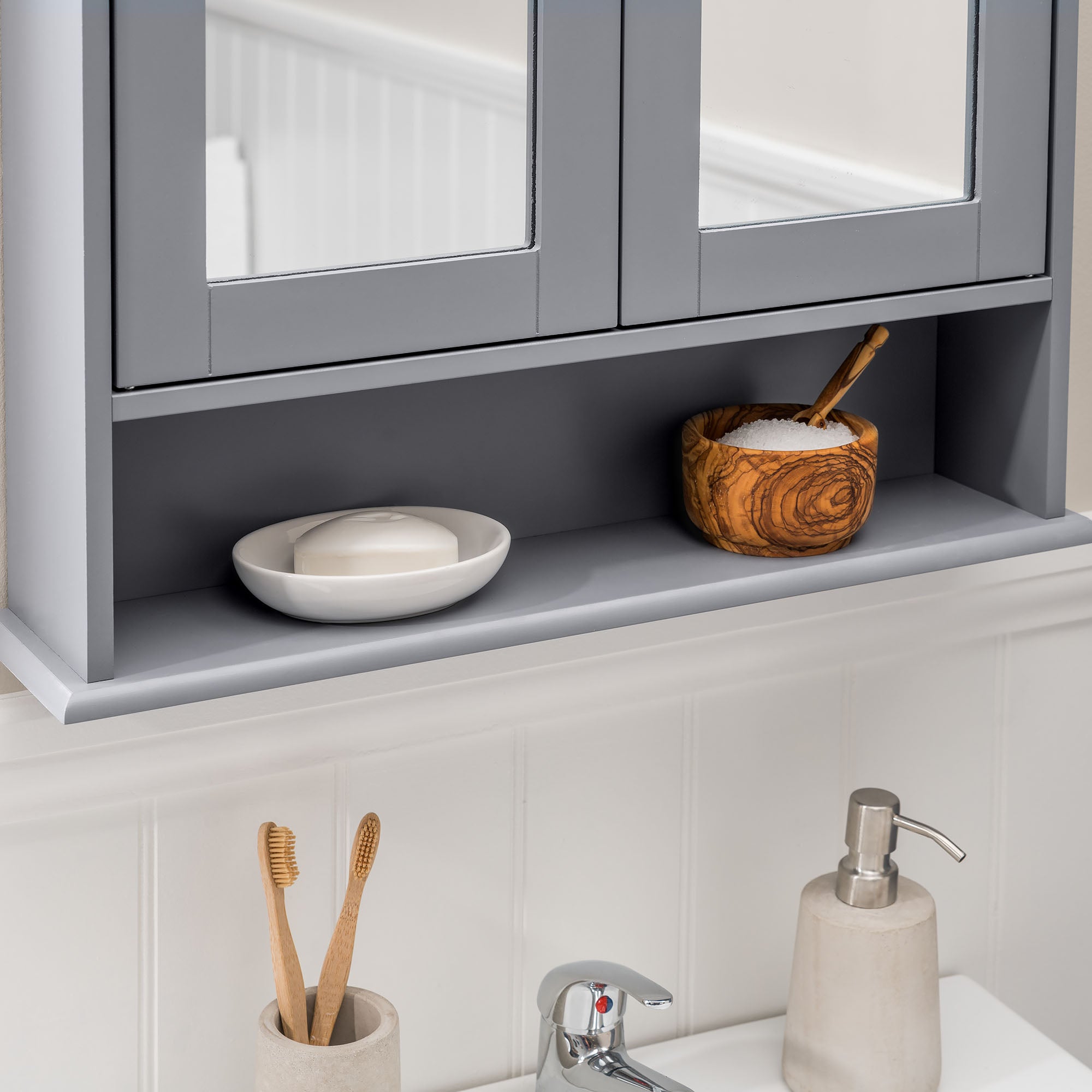 Lustleigh Grey Double Mirrored Cabinet