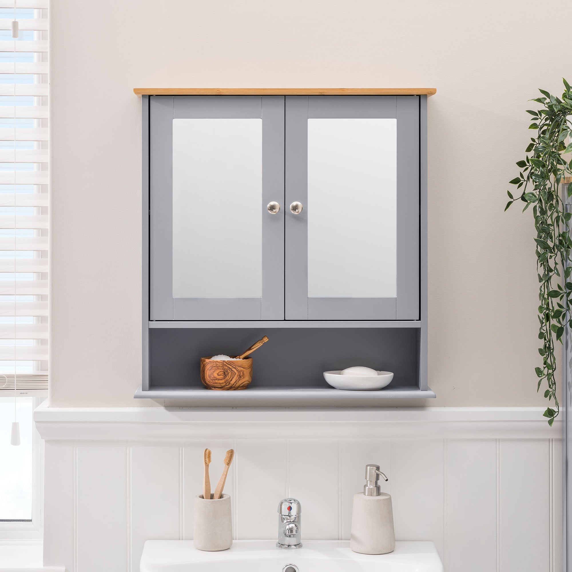 Lustleigh Grey Double Mirrored Cabinet