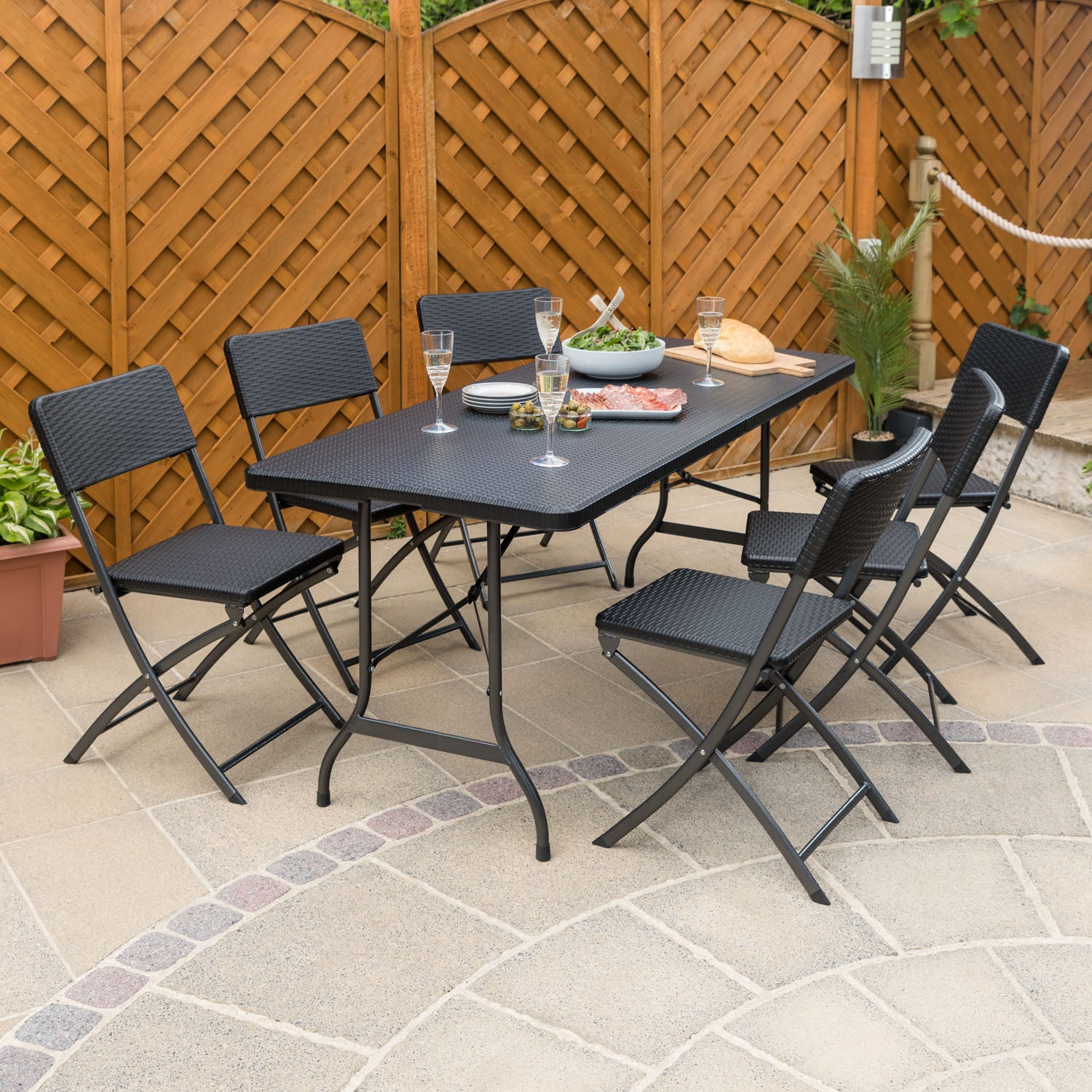 Rattan Effect 6 Seater Dining Set (6ft)