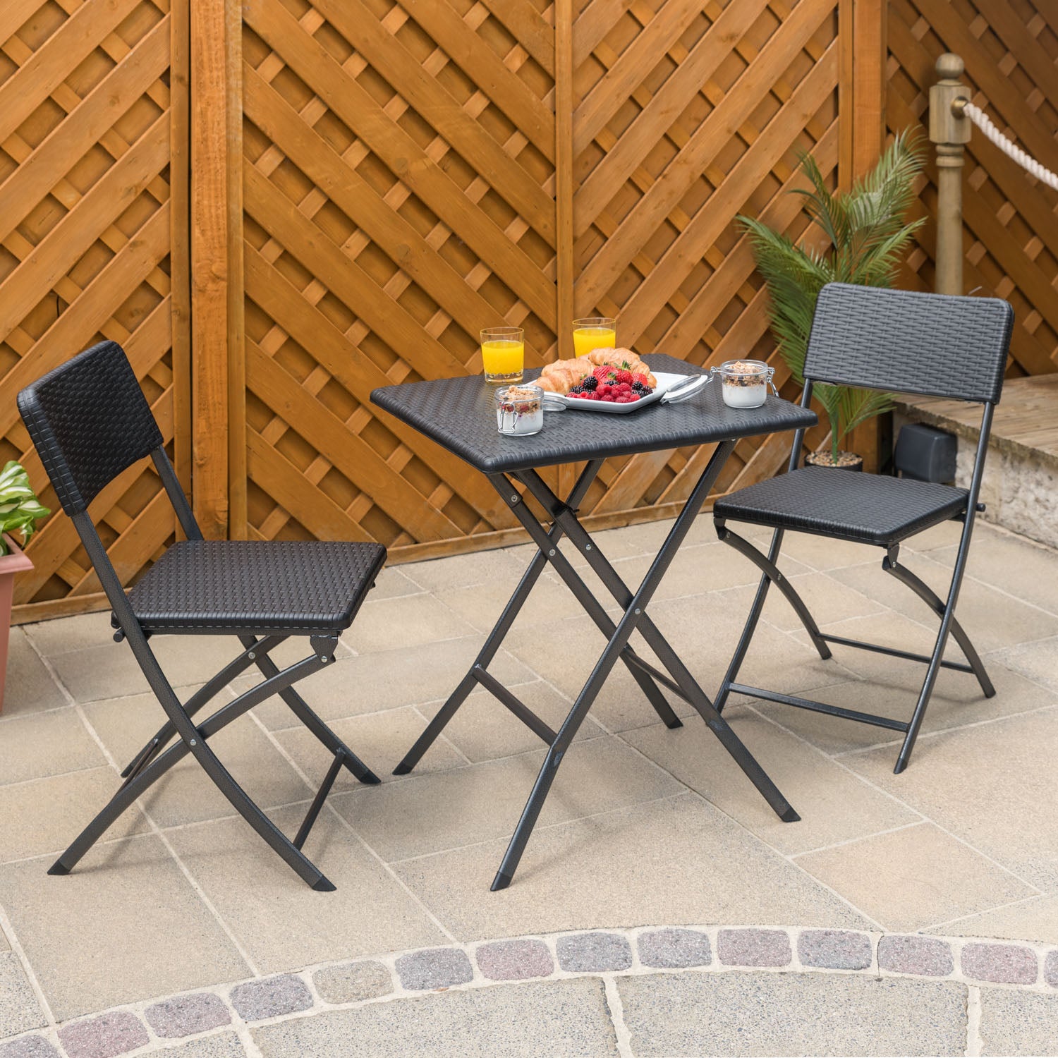 Rattan Effect Bistro Set (3 Piece)