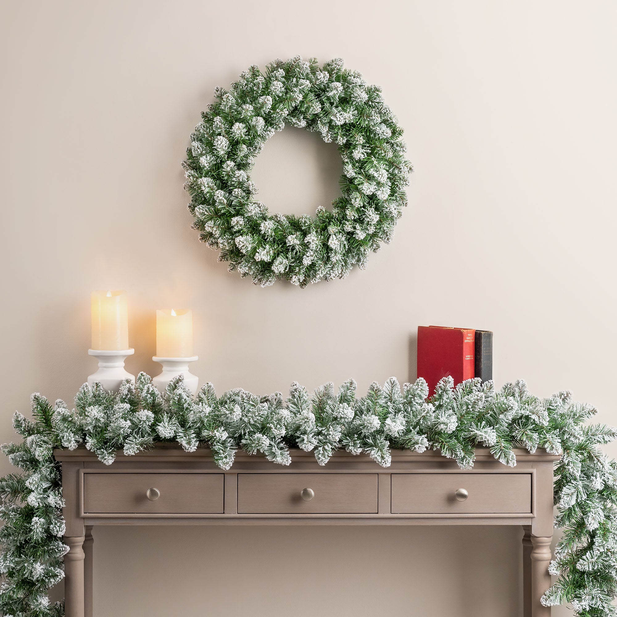 Snow Flocked Christmas Garland