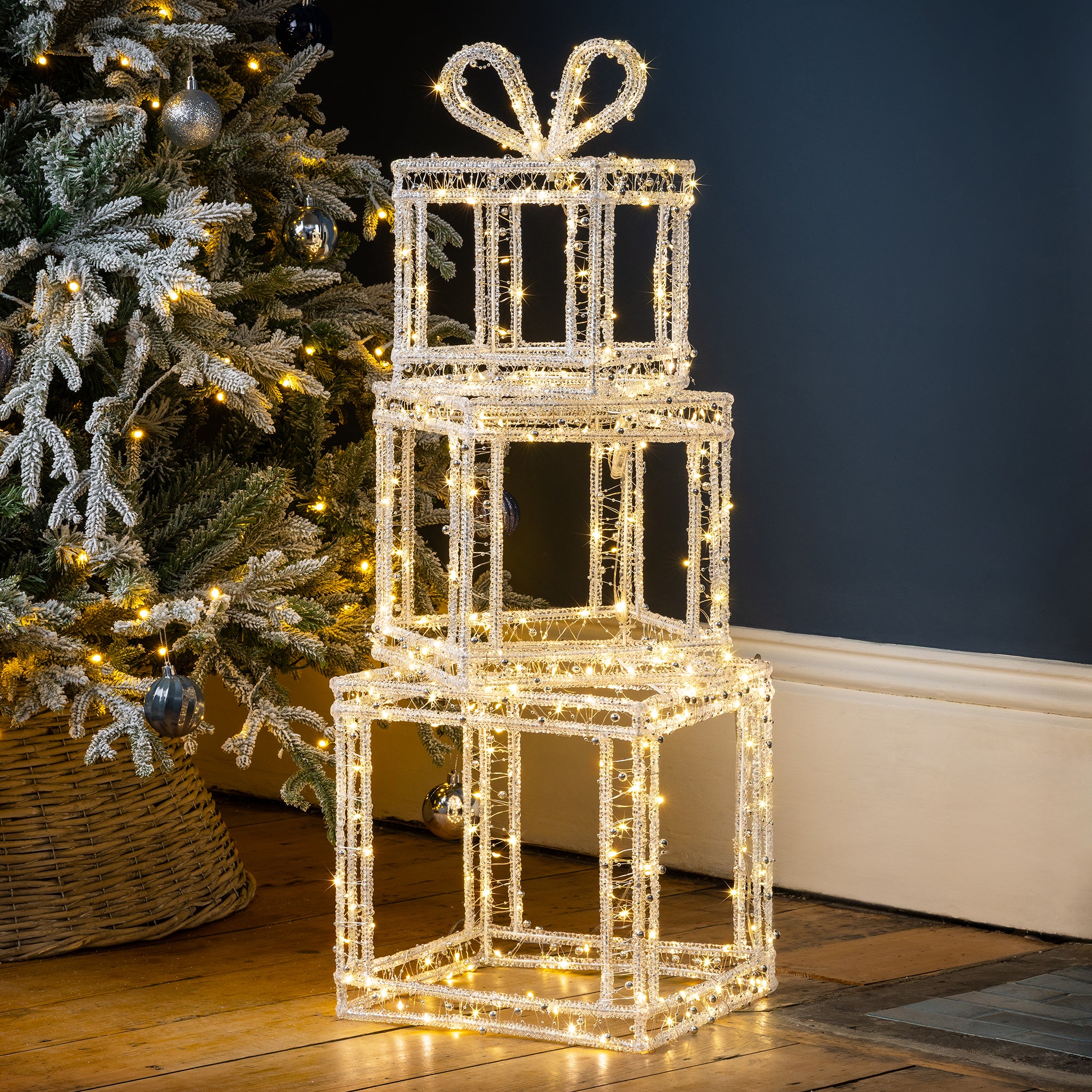 Stacked LED Christmas Present Boxes