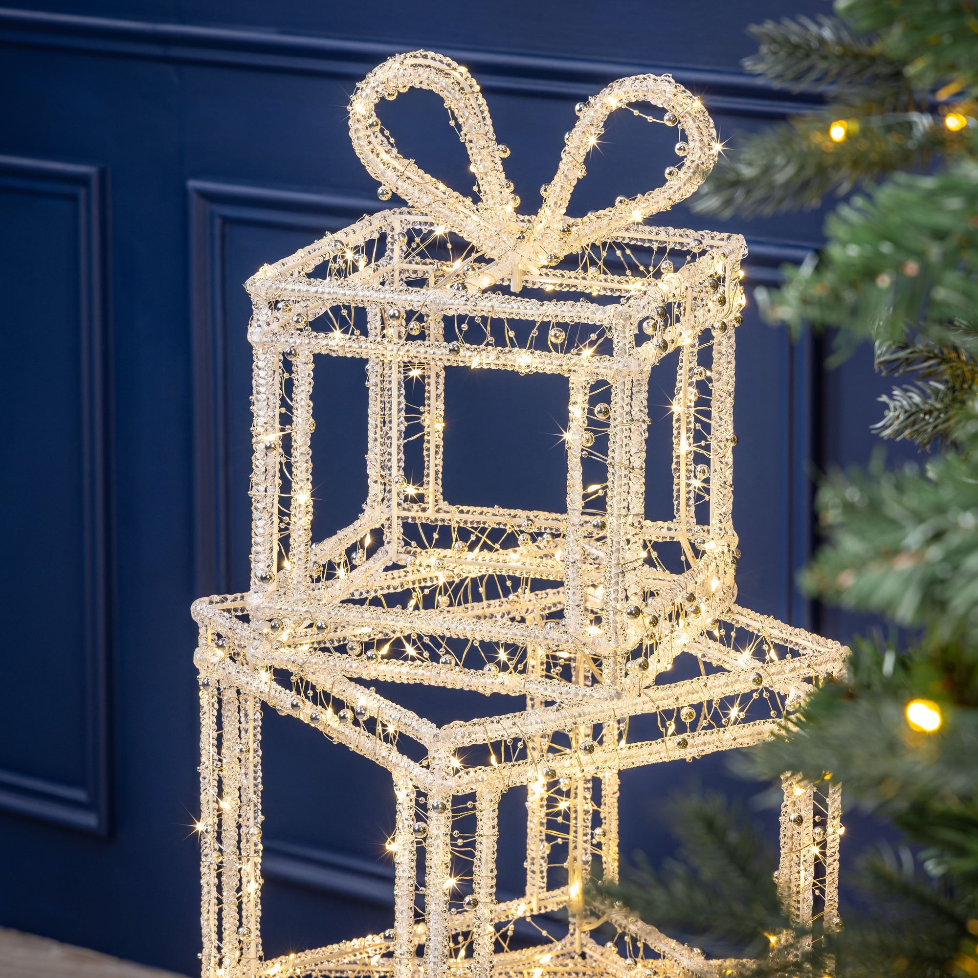 Stacked LED Christmas Present Boxes