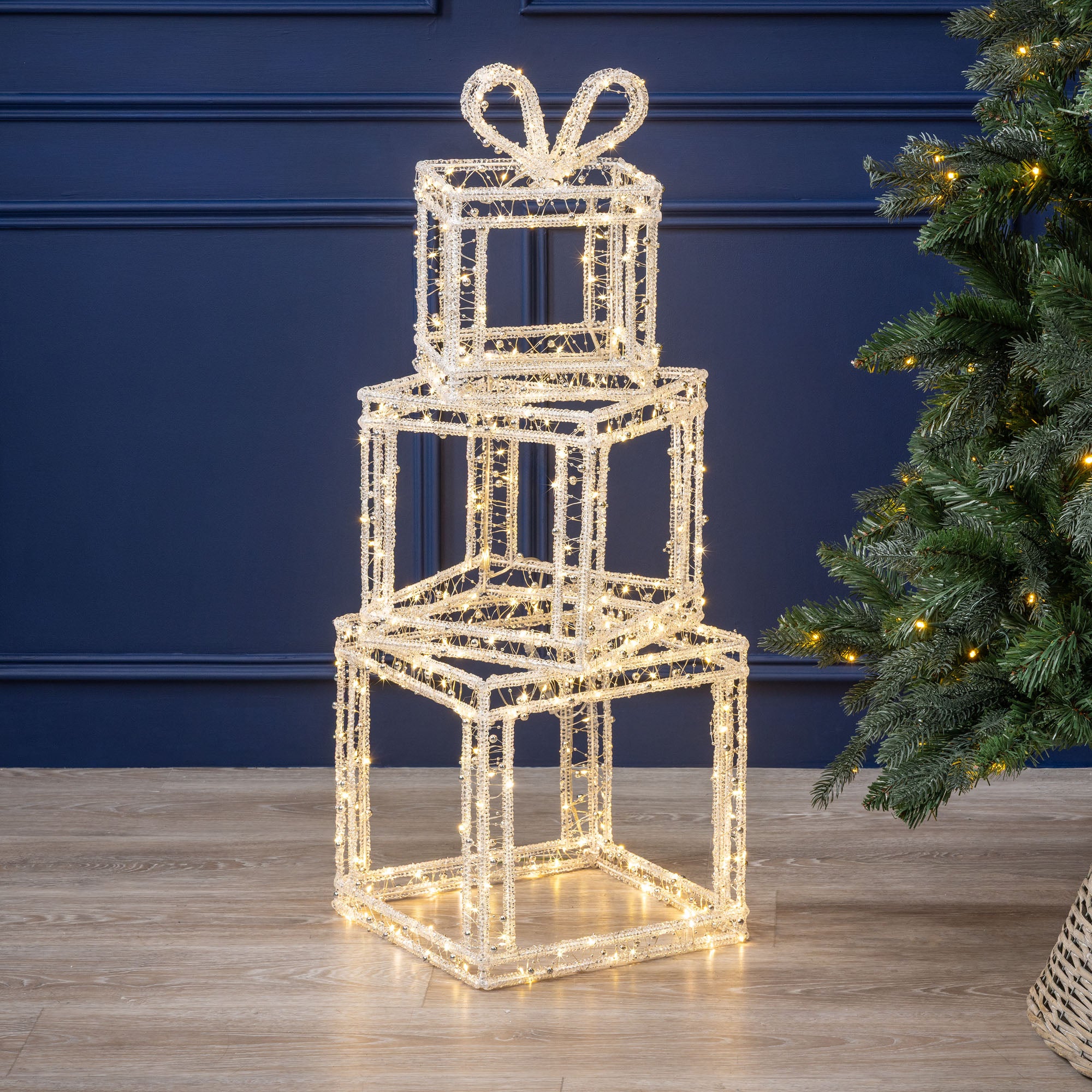 Stacked LED Christmas Present Boxes