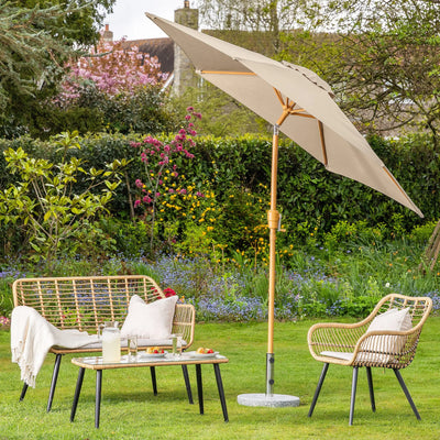 Steel Wood Effect Parasol 2.4m