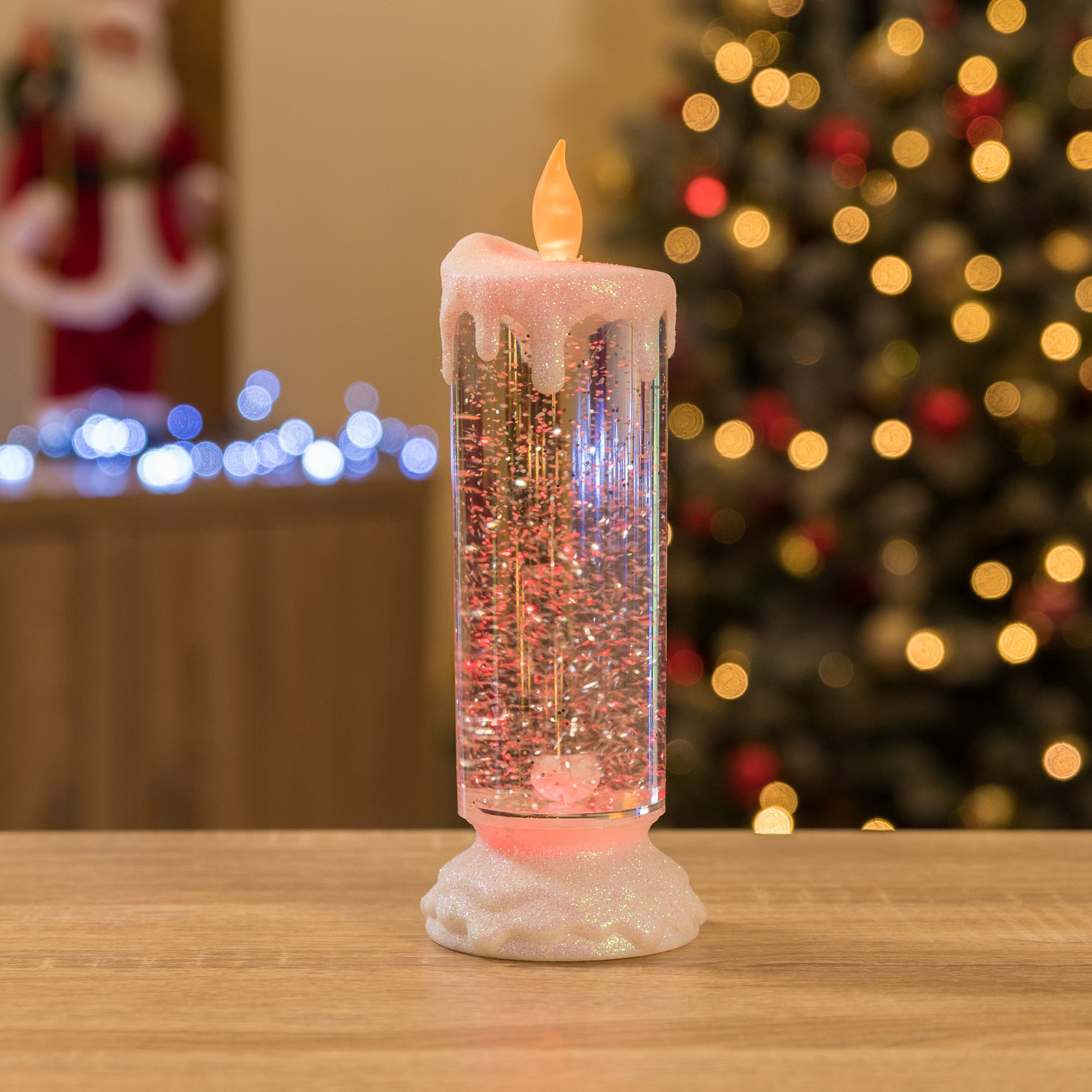 Swirling Glitter LED Christmas Candle