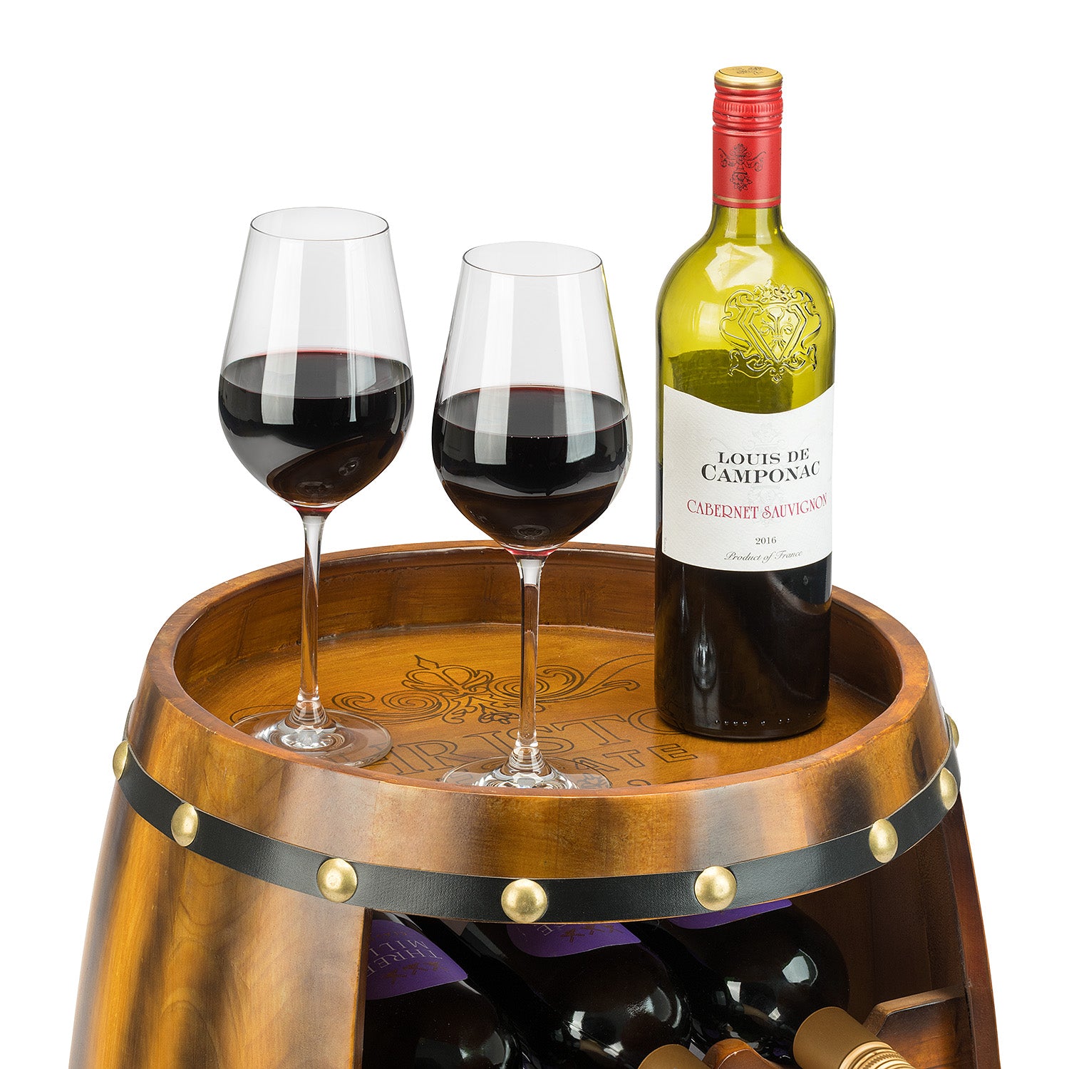 Wooden Barrel Wine Rack – 14 Bottle Capacity