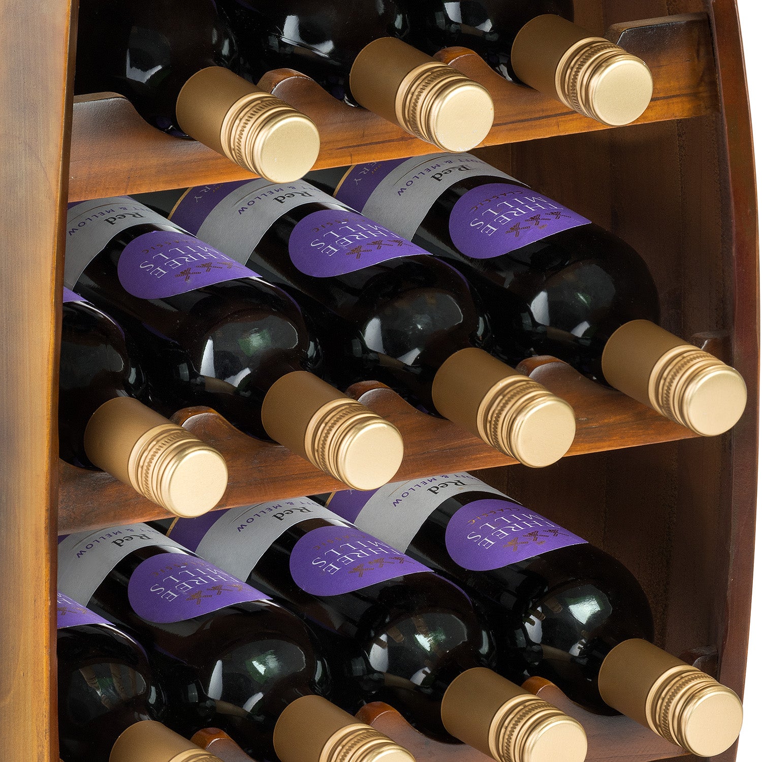 Wooden Barrel Wine Rack – 14 Bottle Capacity