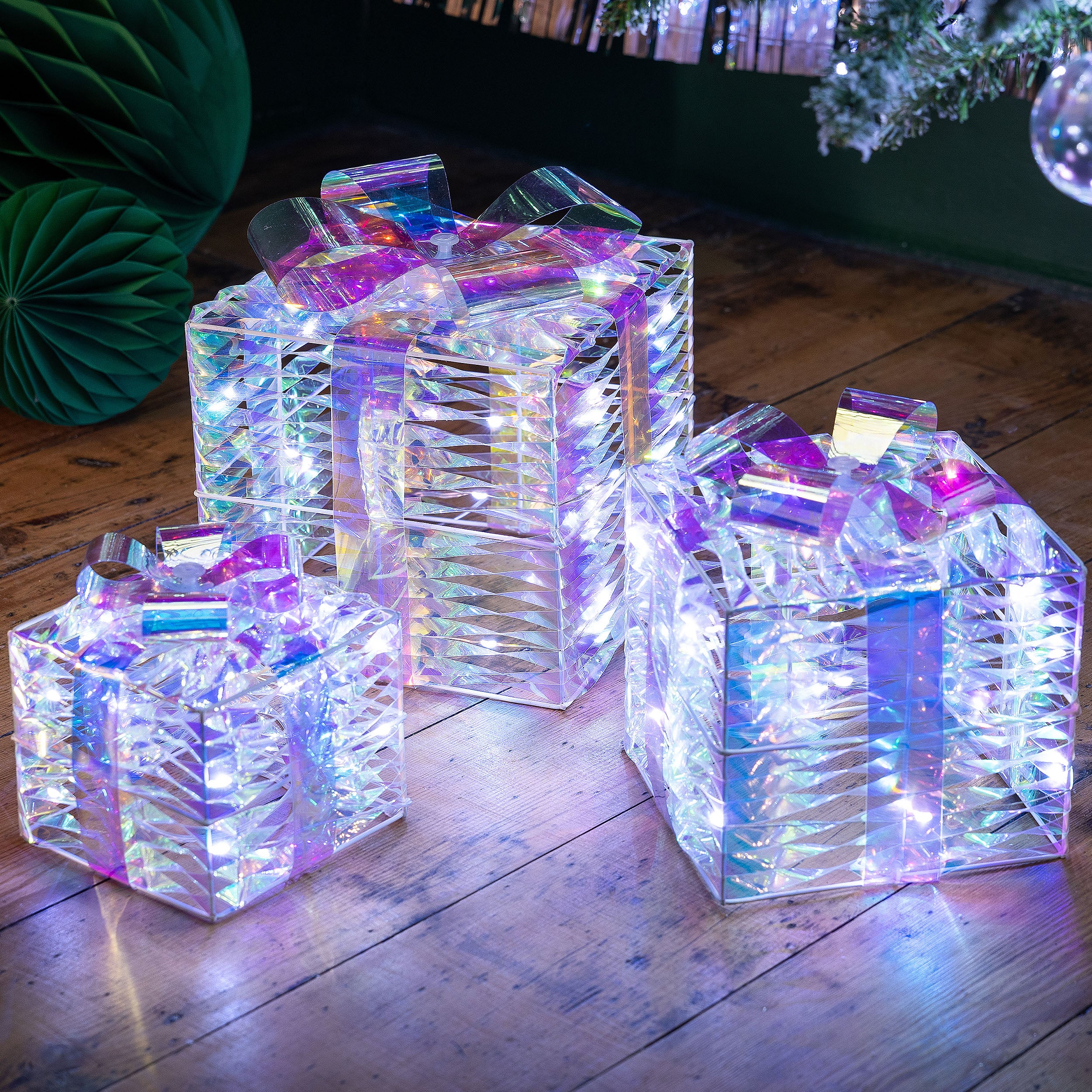 Iridescent Christmas Present Lights (Set of 3)