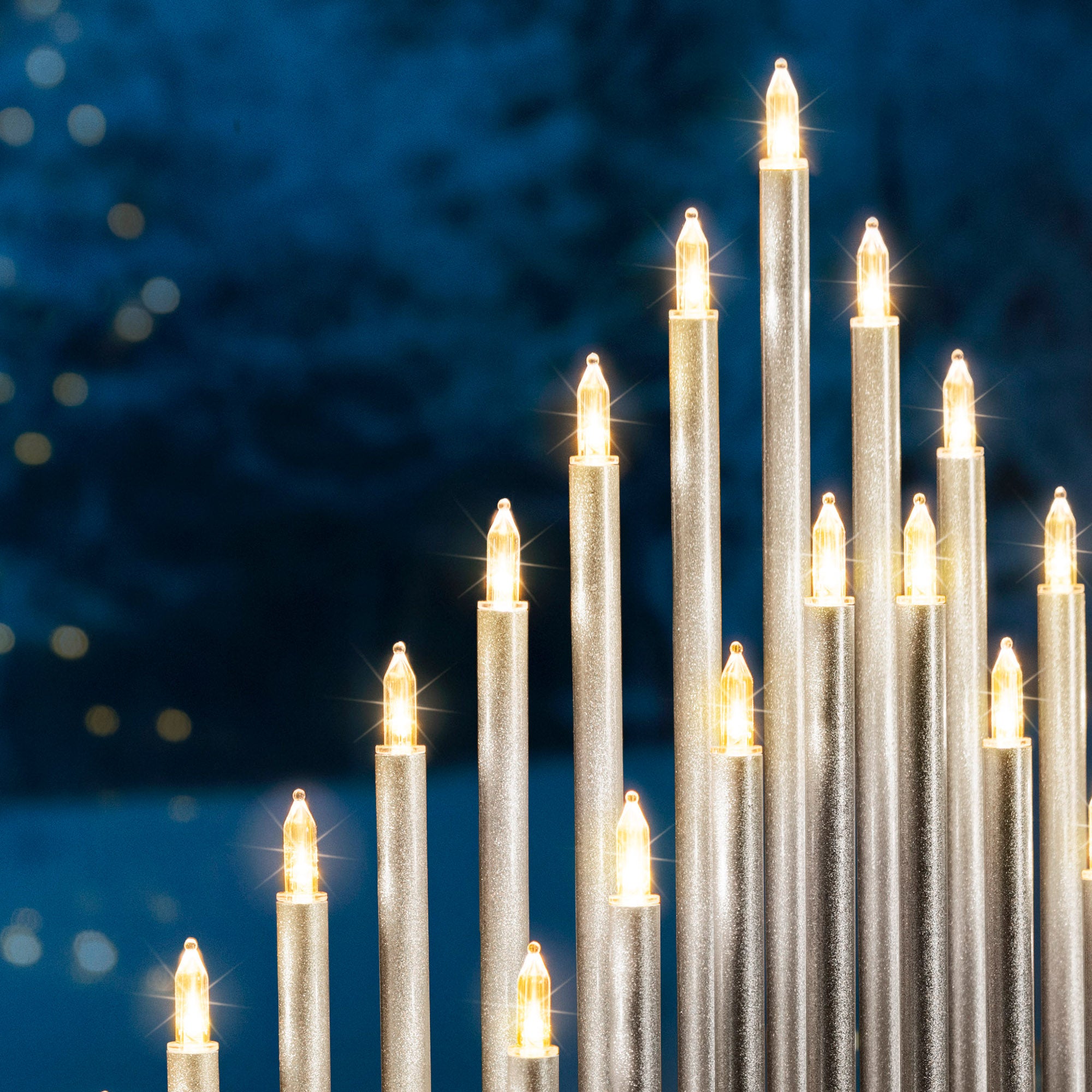 33 Light Silver Candle Bridge Tower