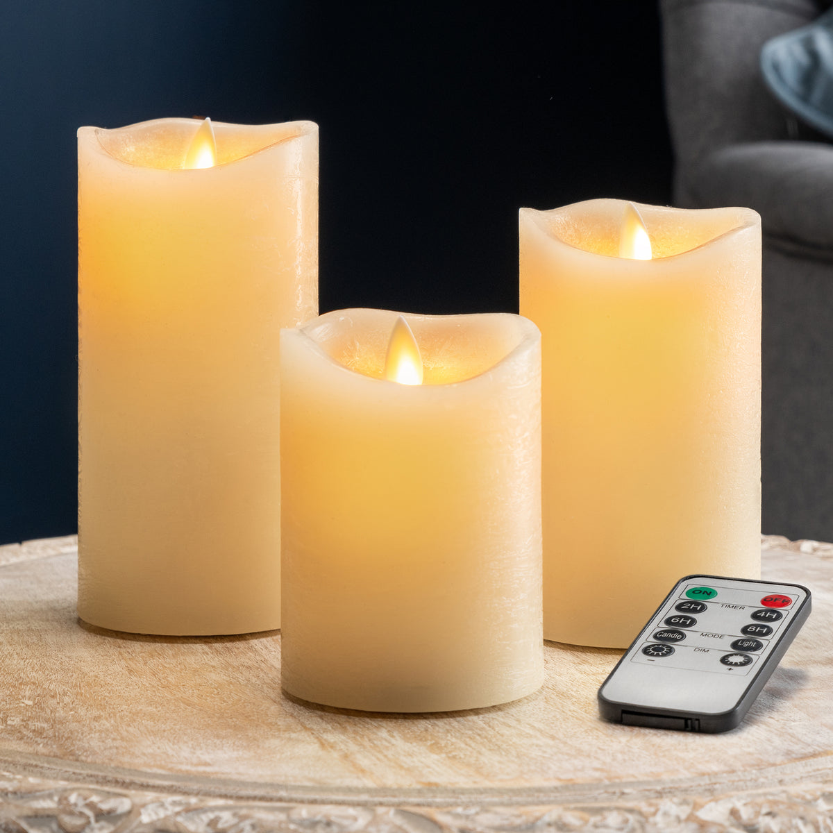 Flicker Flame LED Candles with Remote – Set of 3